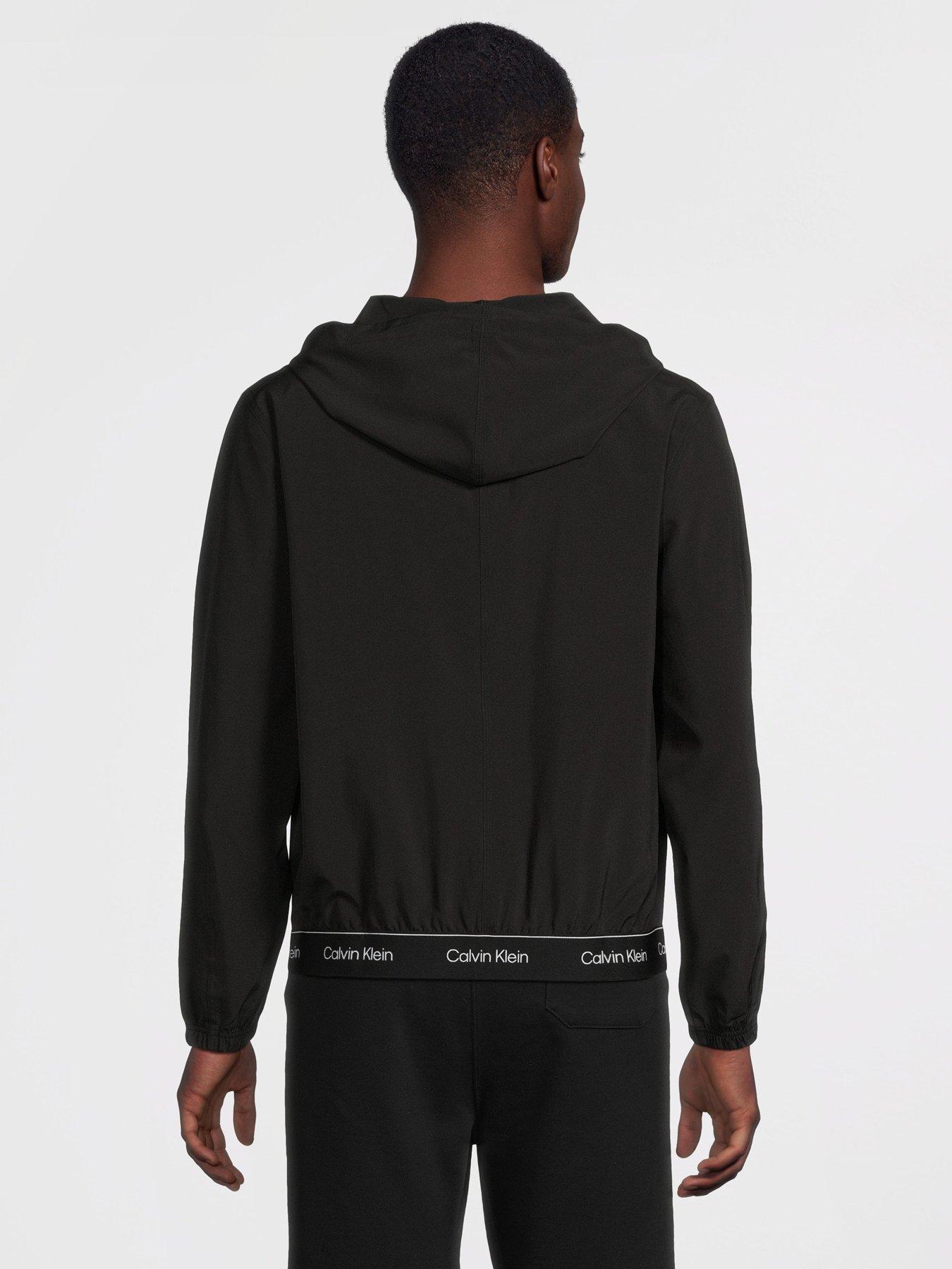 Image 2 of 6 of Calvin Klein Sport CK Hooded Zip Thru Woven Lightweight Jacket - Black