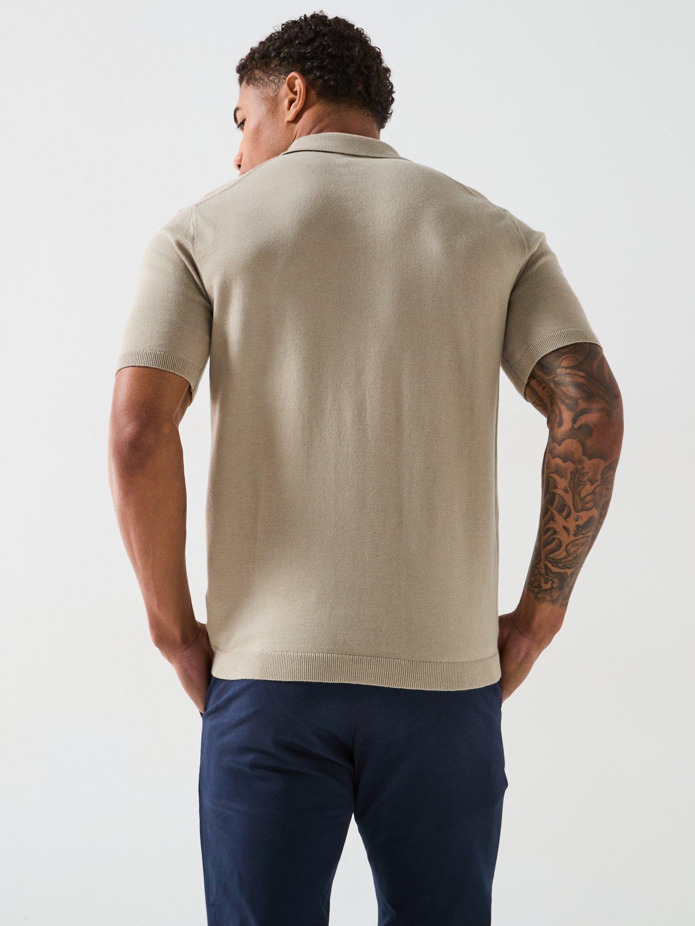  image of calvin-klein-knitted-supima-cotton-polo-shirt-cream