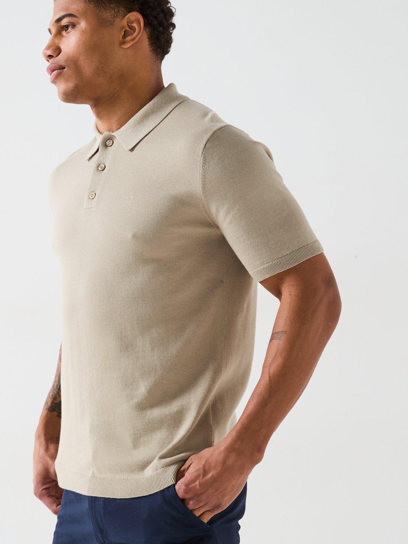  image of calvin-klein-knitted-supima-cotton-polo-shirt-cream
