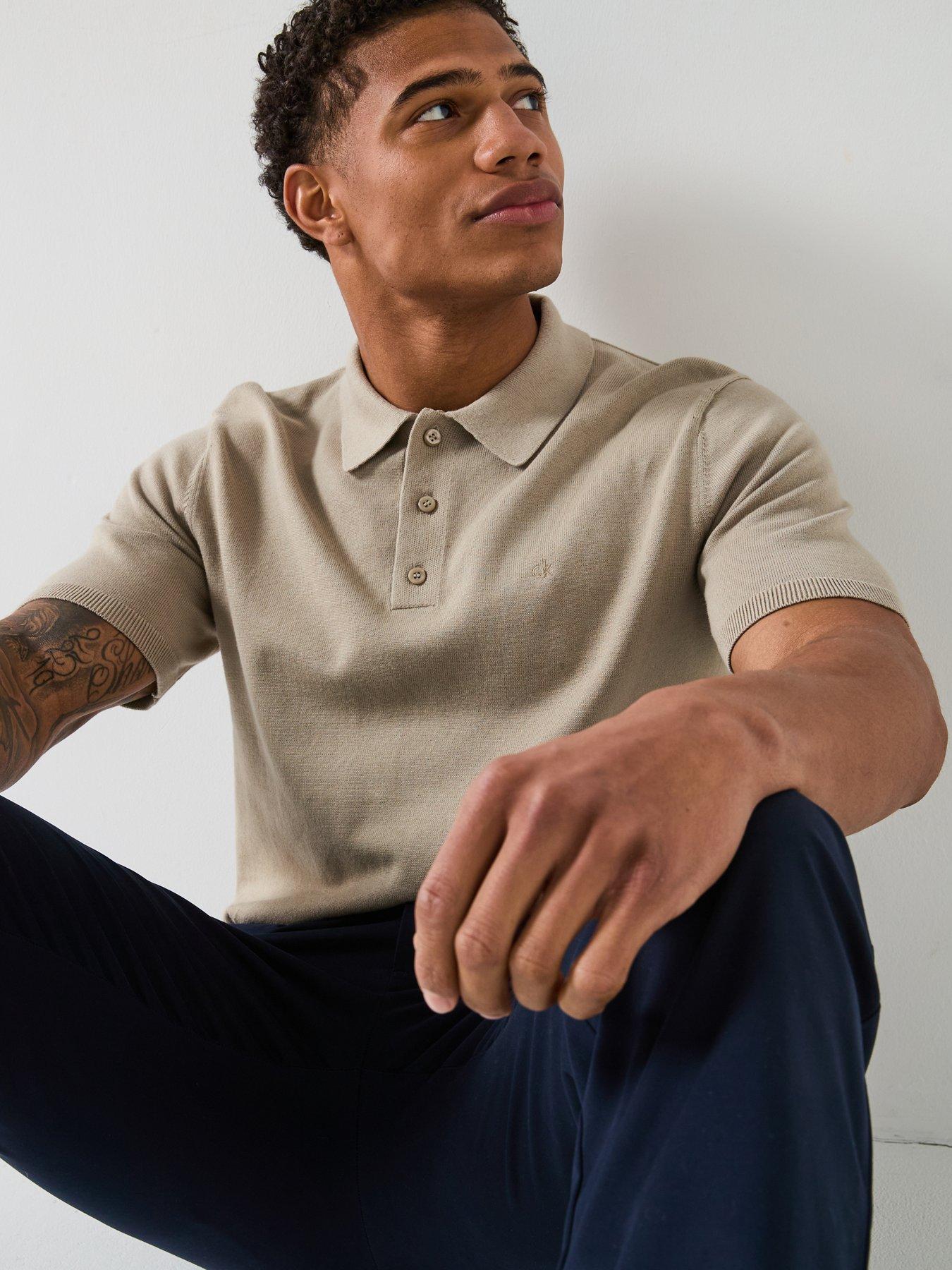  image of calvin-klein-knitted-supima-cotton-polo-shirt-cream