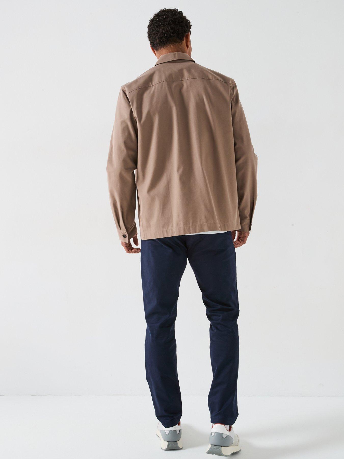  image of calvin-klein-cottom-blend-logo-overshirt-light-brown