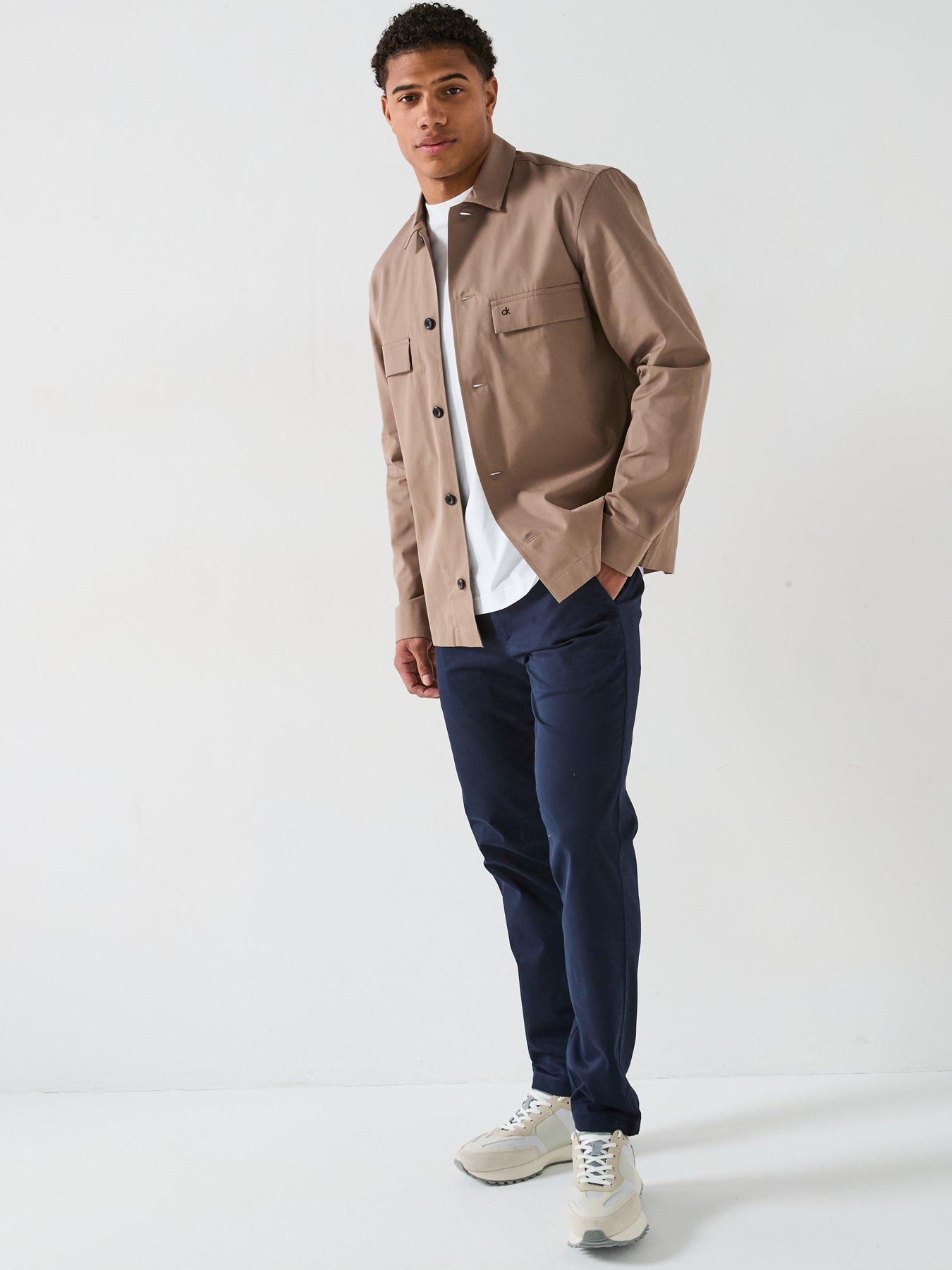  image of calvin-klein-cottom-blend-logo-overshirt-light-brown
