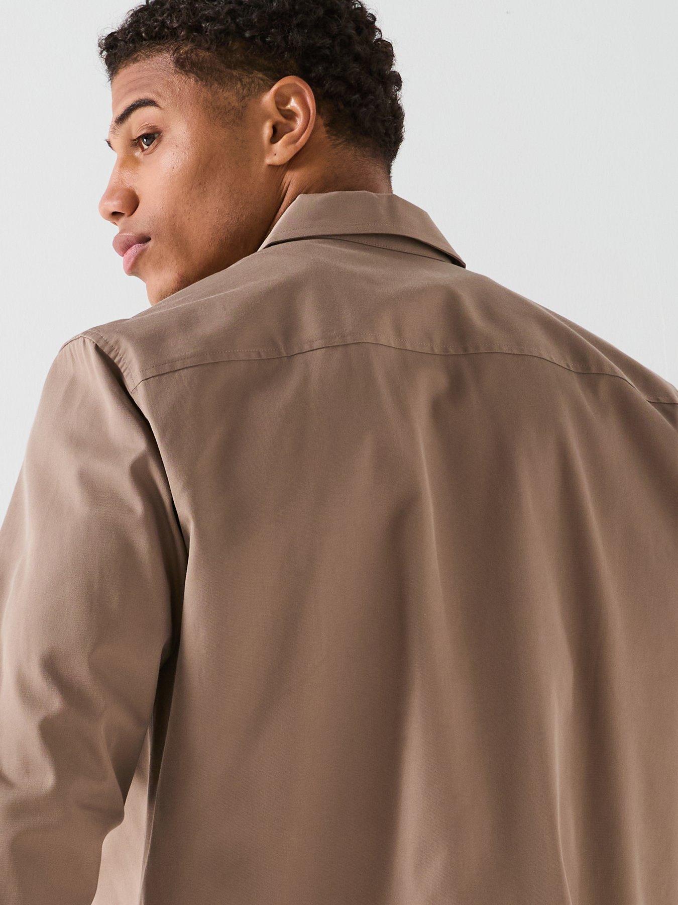  image of calvin-klein-cottom-blend-logo-overshirt-light-brown