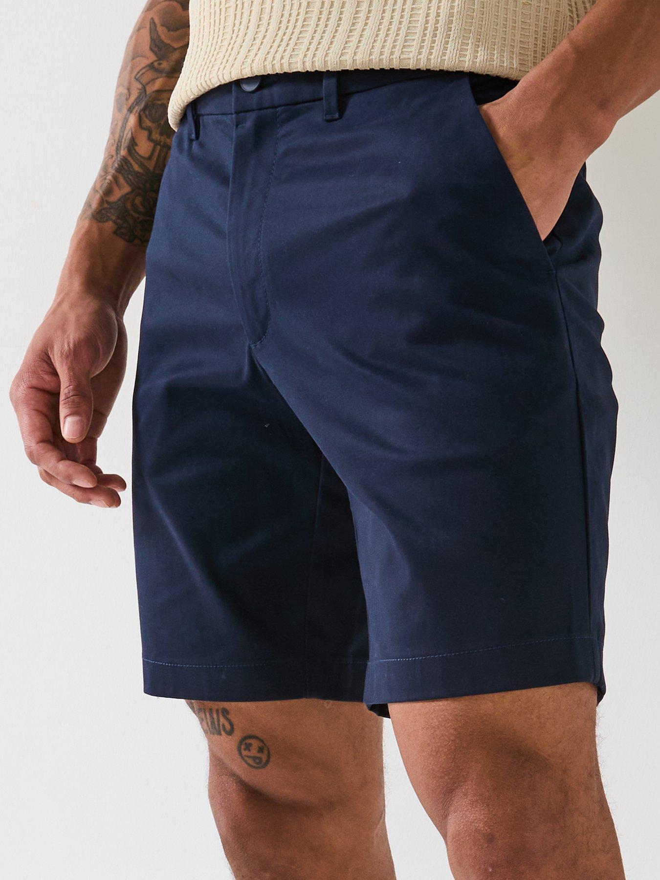 image of calvin-klein-satin-stretch-slim-short-dark-blue