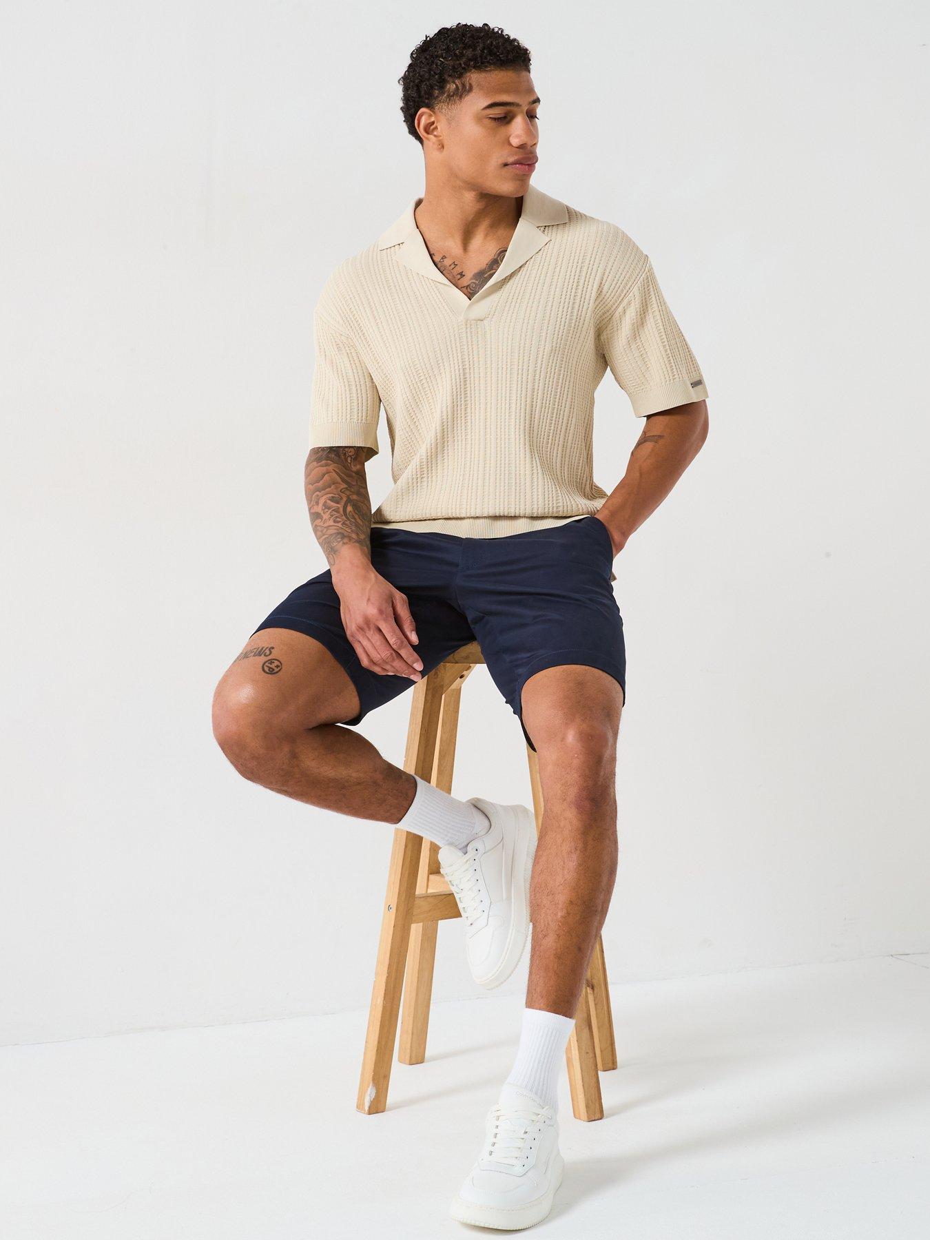  image of calvin-klein-satin-stretch-slim-short-dark-blue