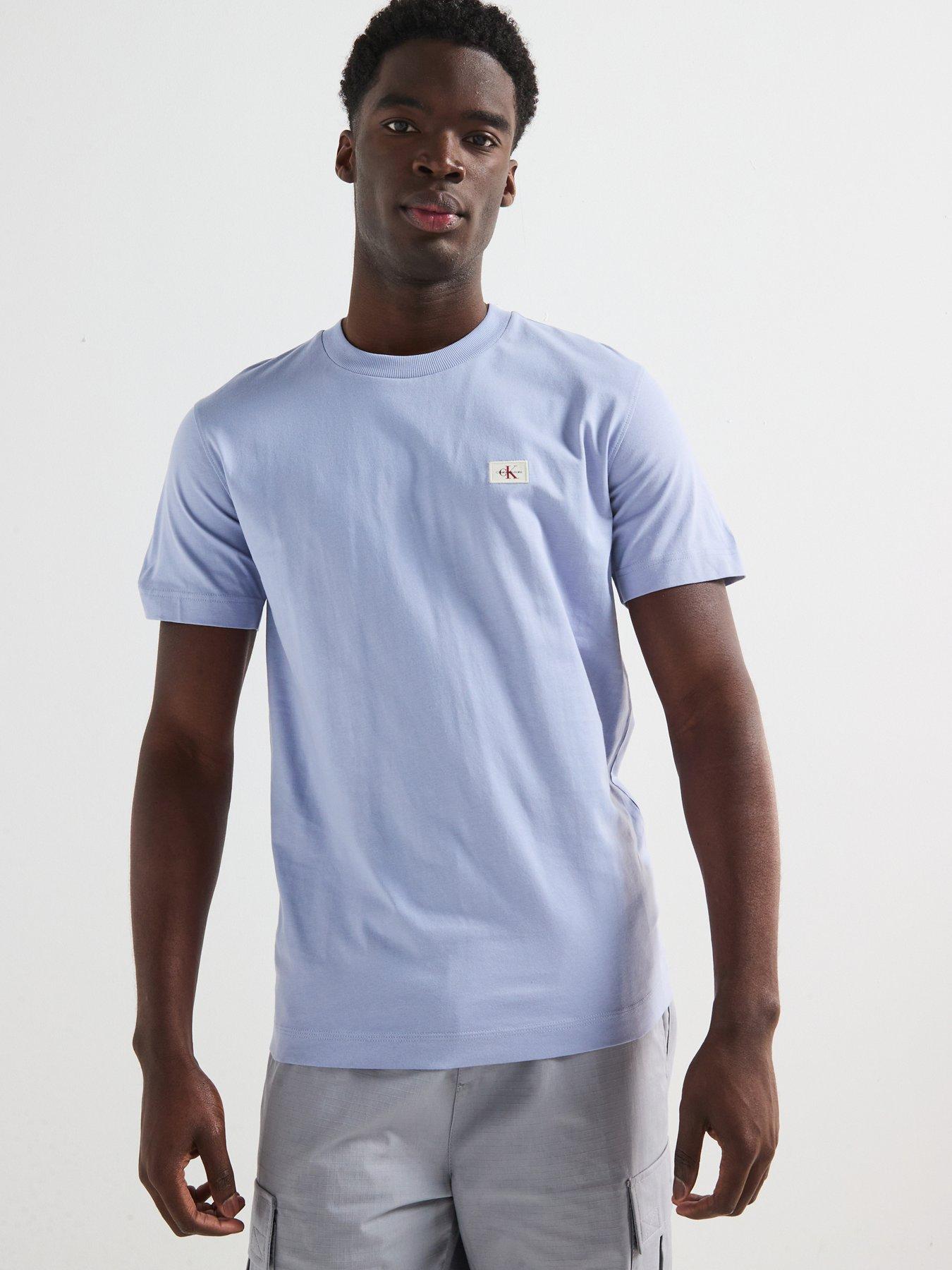 image of calvin-klein-jeans-left-chest-woven-patch-regular-t-shirt-light-blue