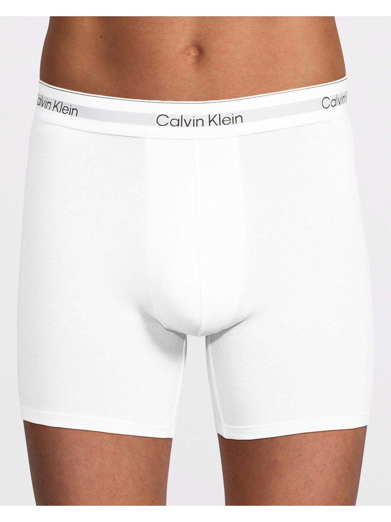 Image 2 of 3 of Calvin Klein Mens ICON Cotton Stretch 3 Pack Boxer Briefs - White