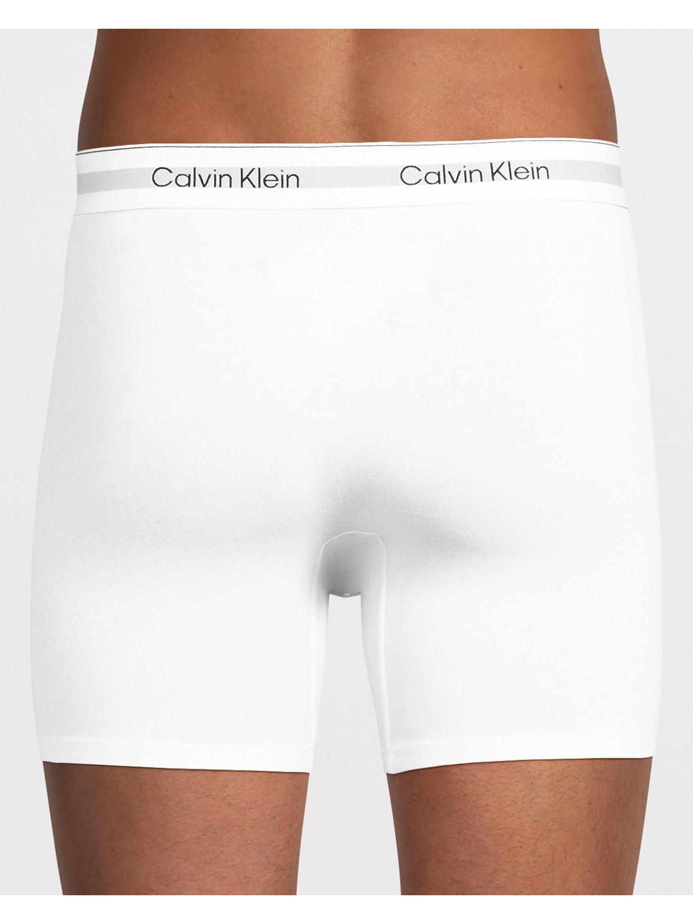 Image 3 of 3 of Calvin Klein Mens ICON Cotton Stretch 3 Pack Boxer Briefs - White