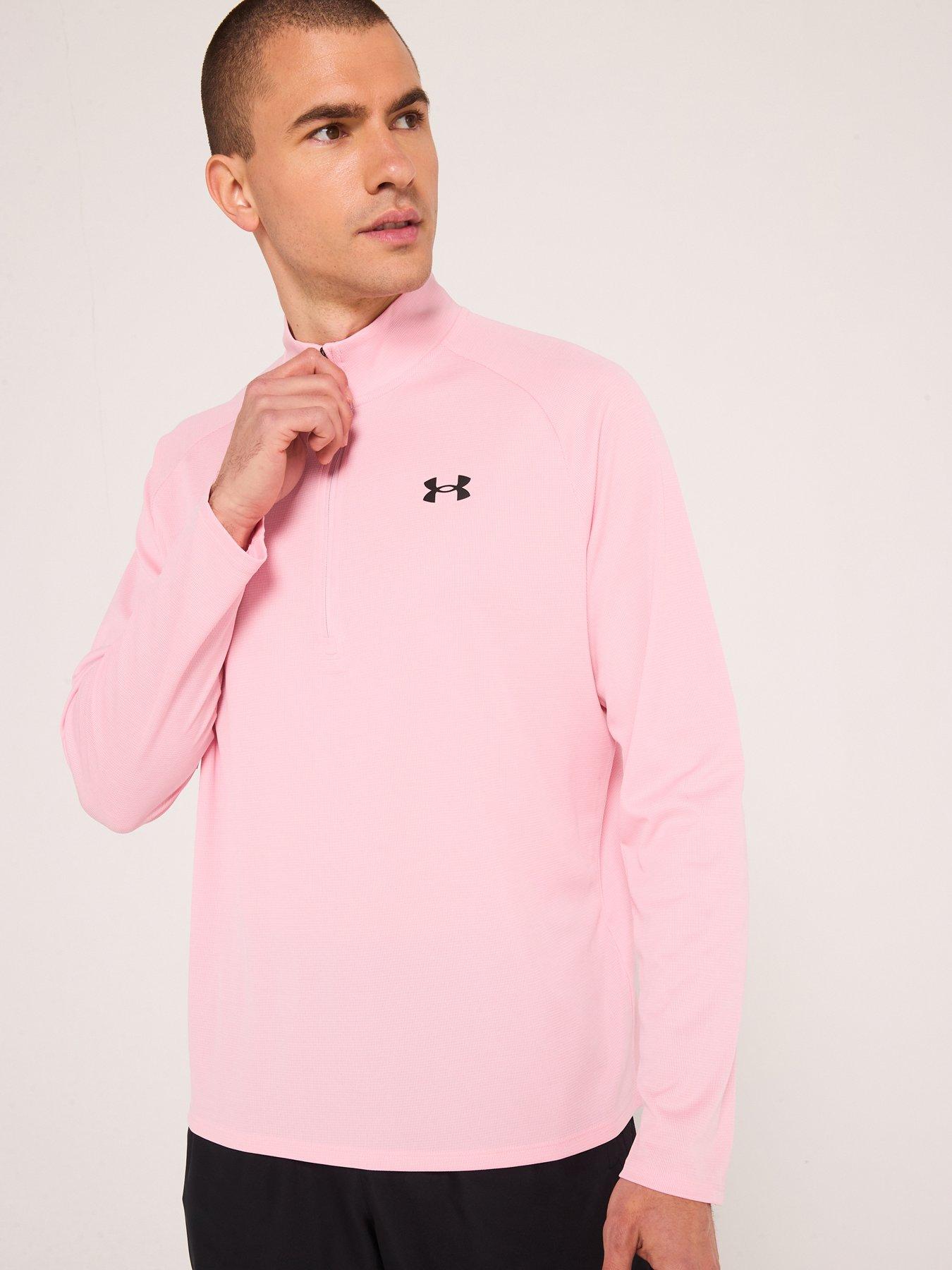 under-armour-mens-training-tech-textured-12-zip-top-pink
