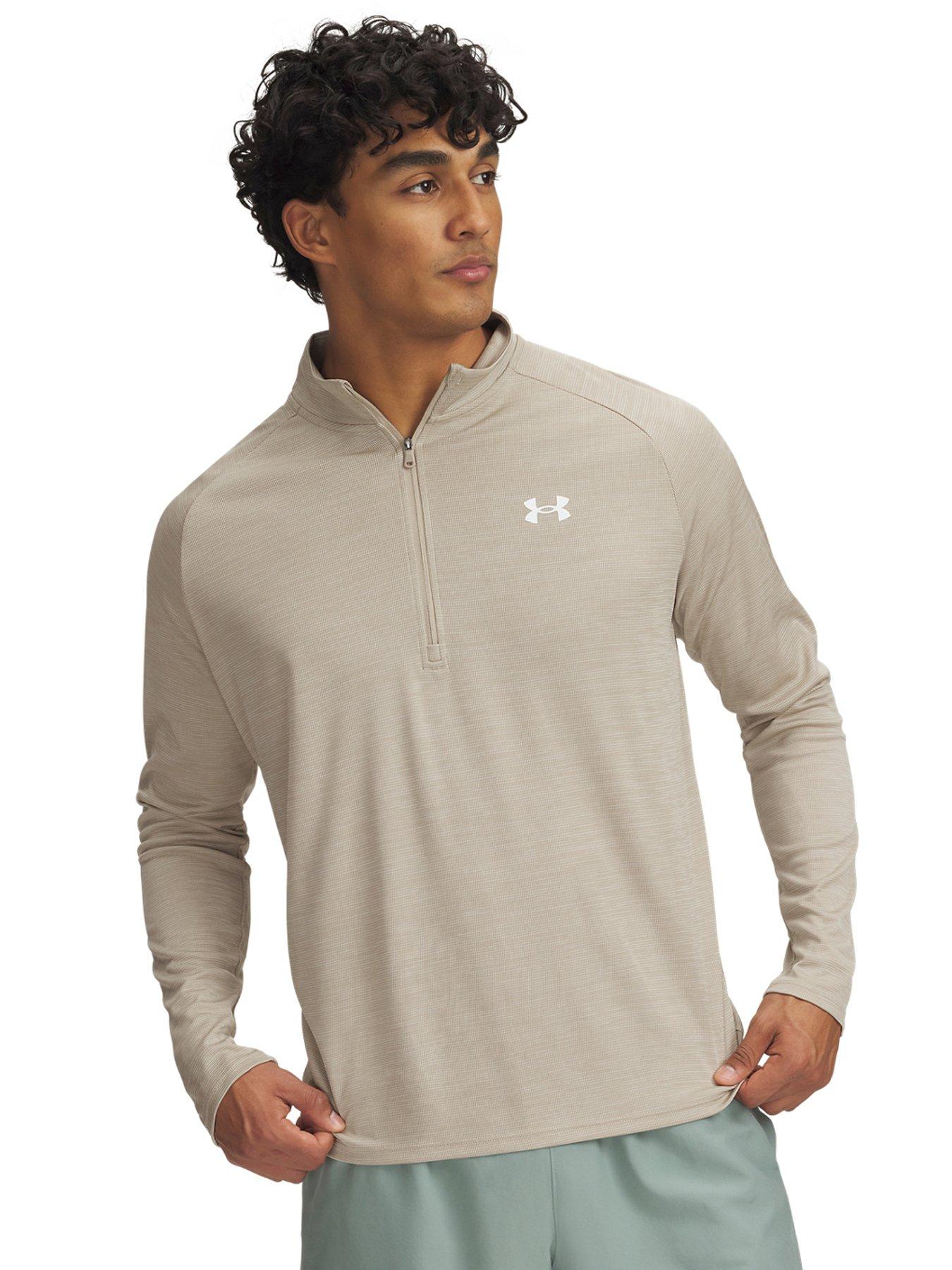  image of under-armour-mens-training-tech-textured-12-zip-top-green