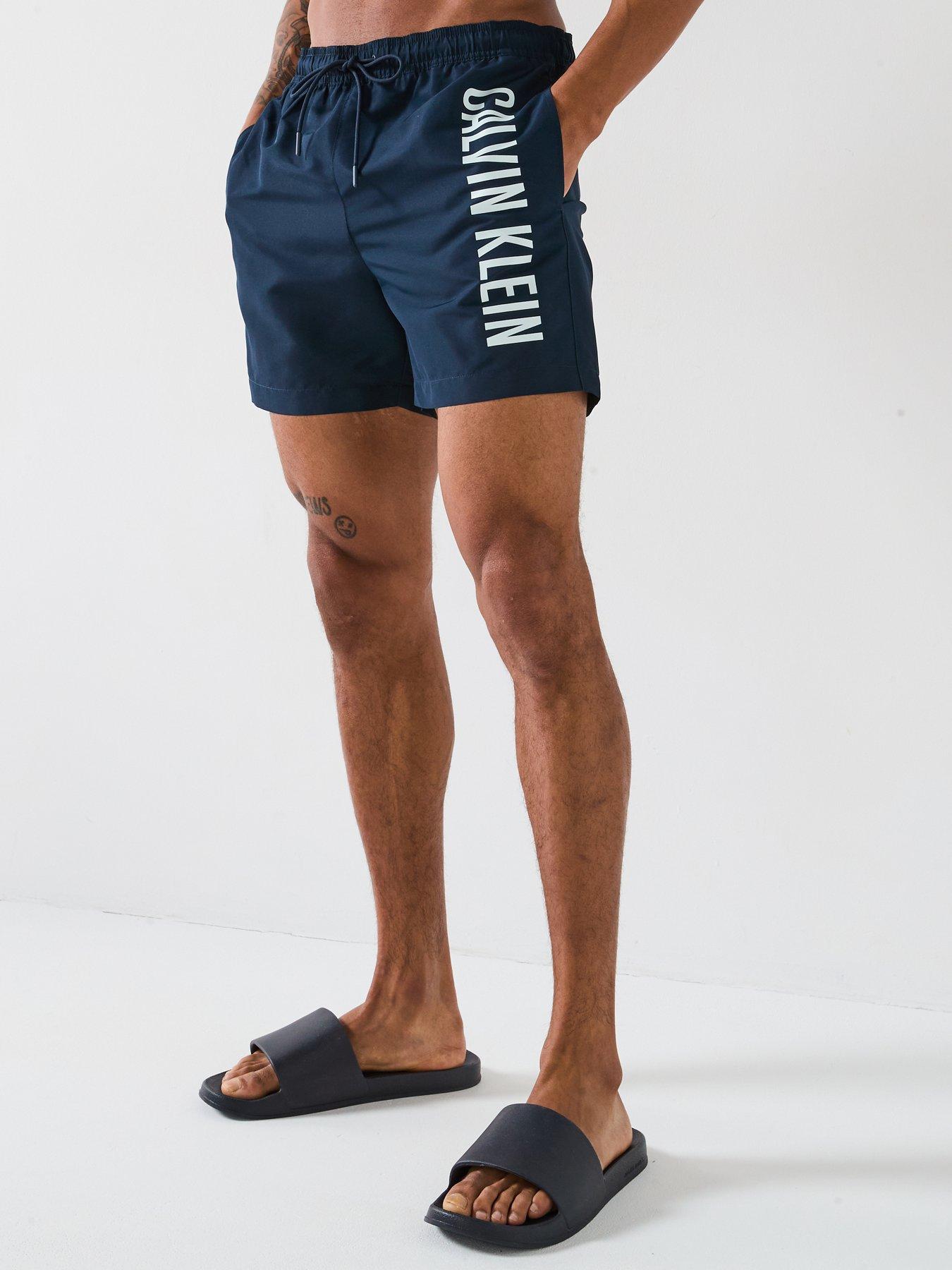  image of calvin-klein-side-logo-swim-shorts-navy