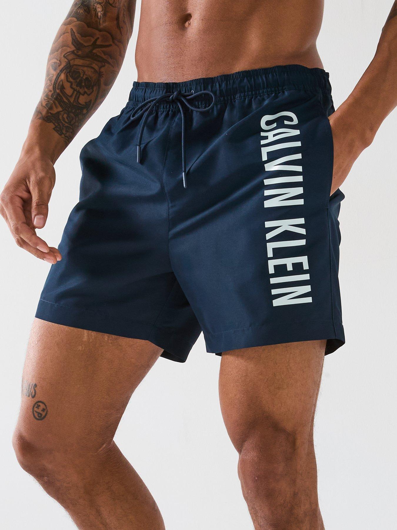  image of calvin-klein-side-logo-swim-shorts-navy