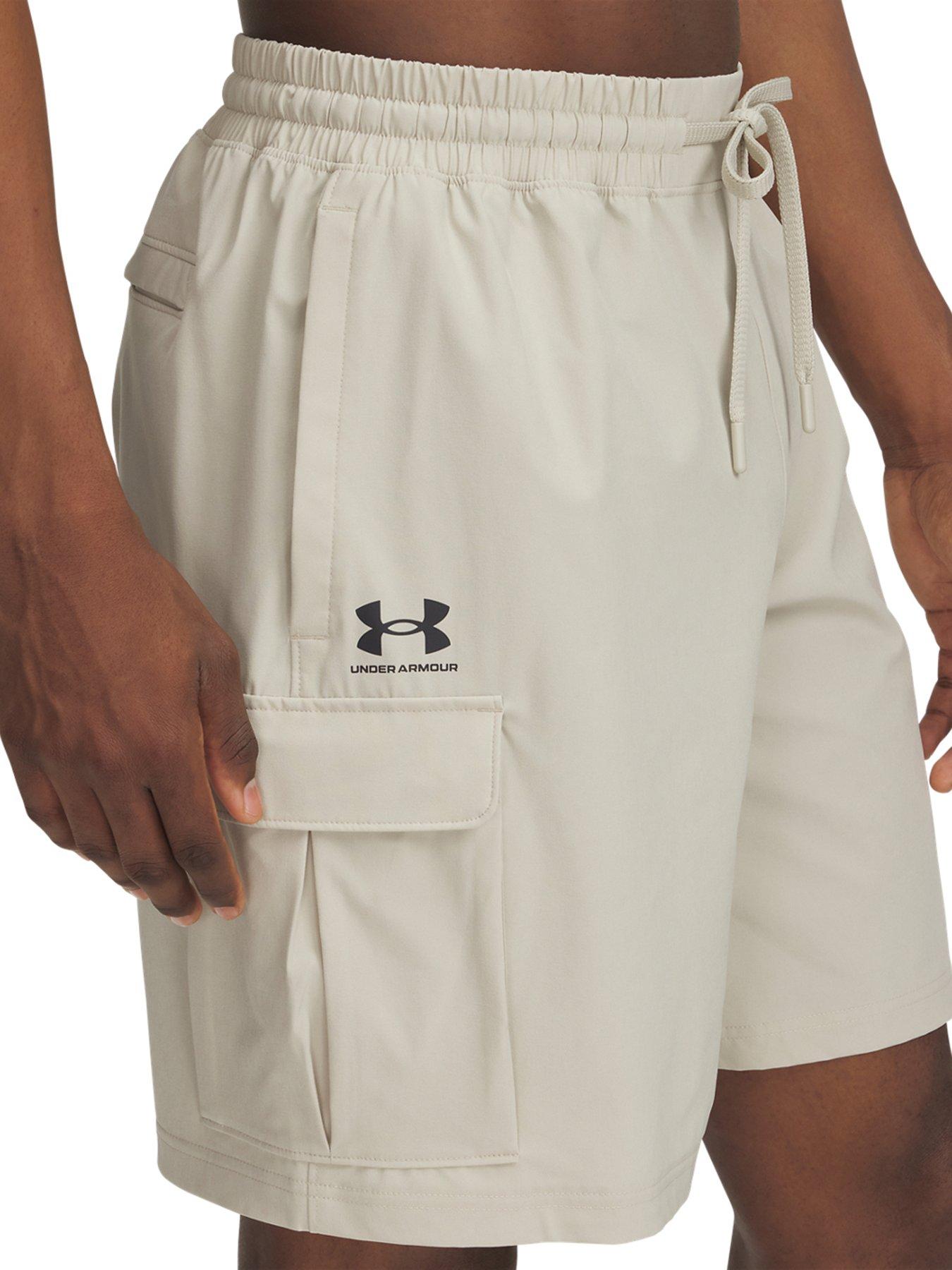  image of under-armour-mens-training-vibe-woven-cargo-shorts-green