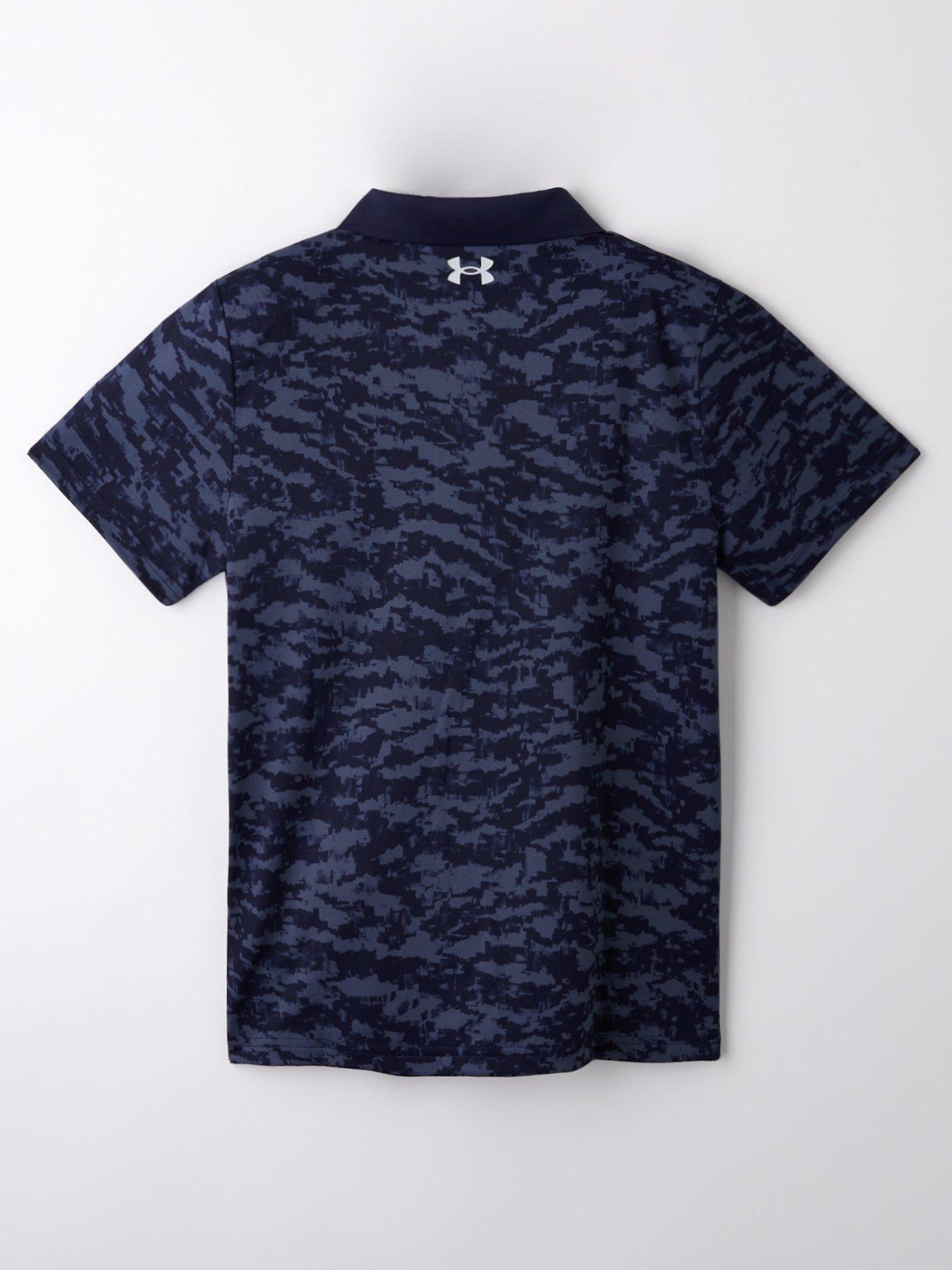  image of under-armour-junior-boys-golf-matchplay-printed-polo-shirt-navy