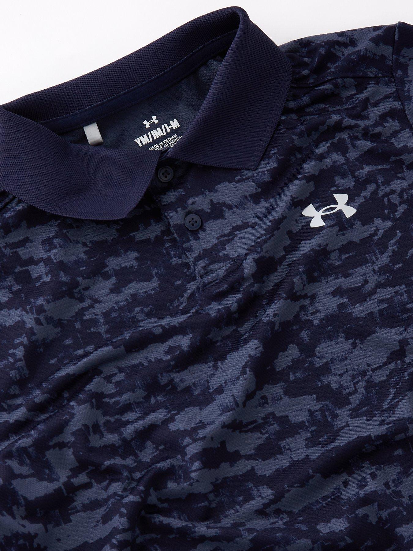  image of under-armour-junior-boys-golf-matchplay-printed-polo-shirt-navy