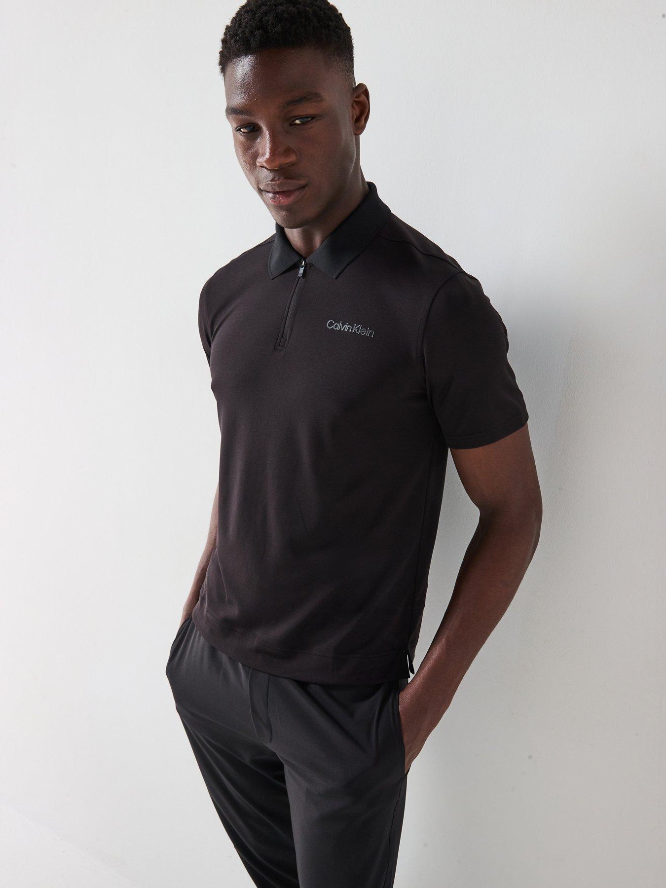 calvin-klein-sport-ck-14-zip-woven-polo-shirt-black