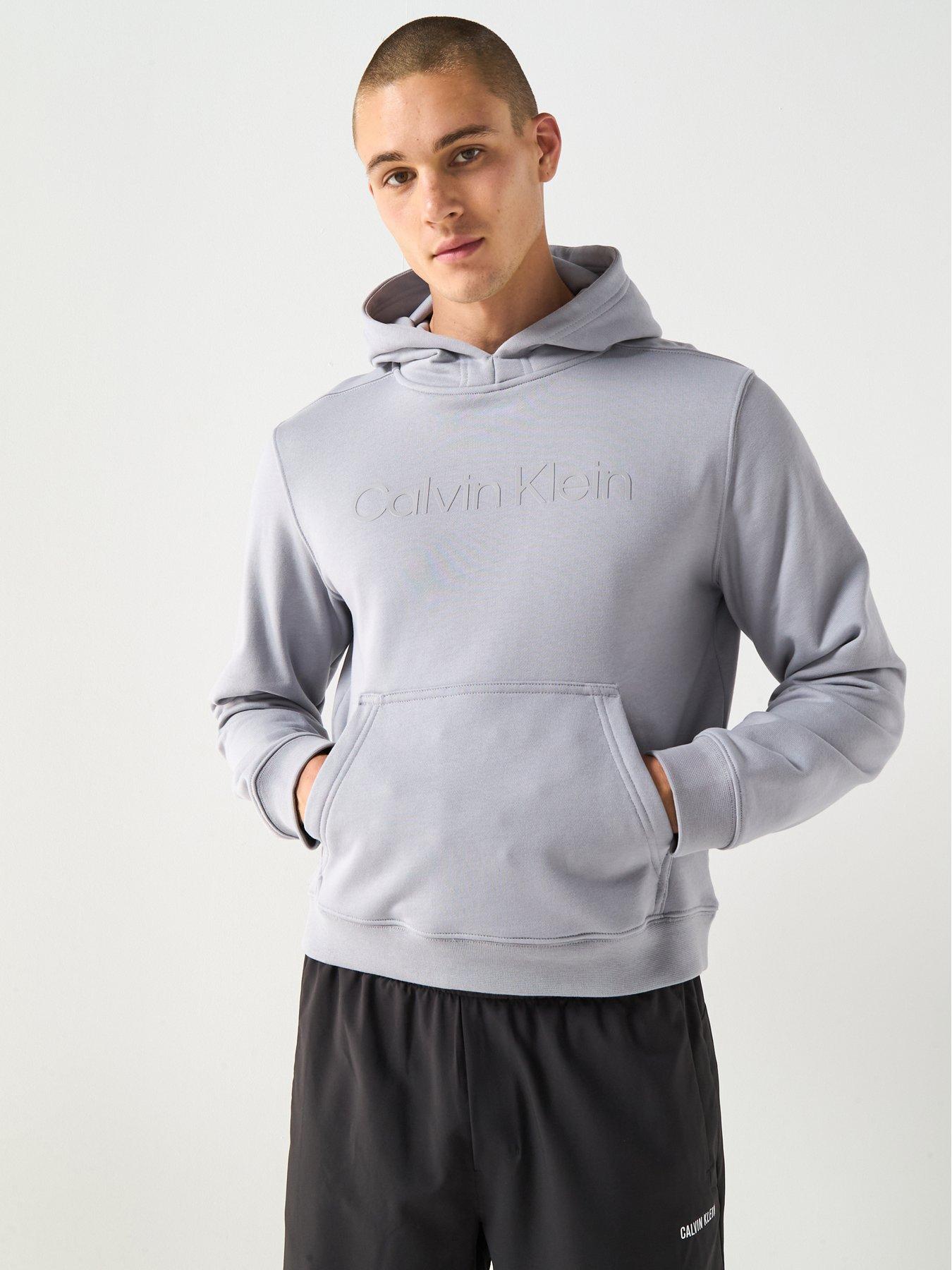 undefined Ck Chest Logo Poly Overhead Hoodie - Grey