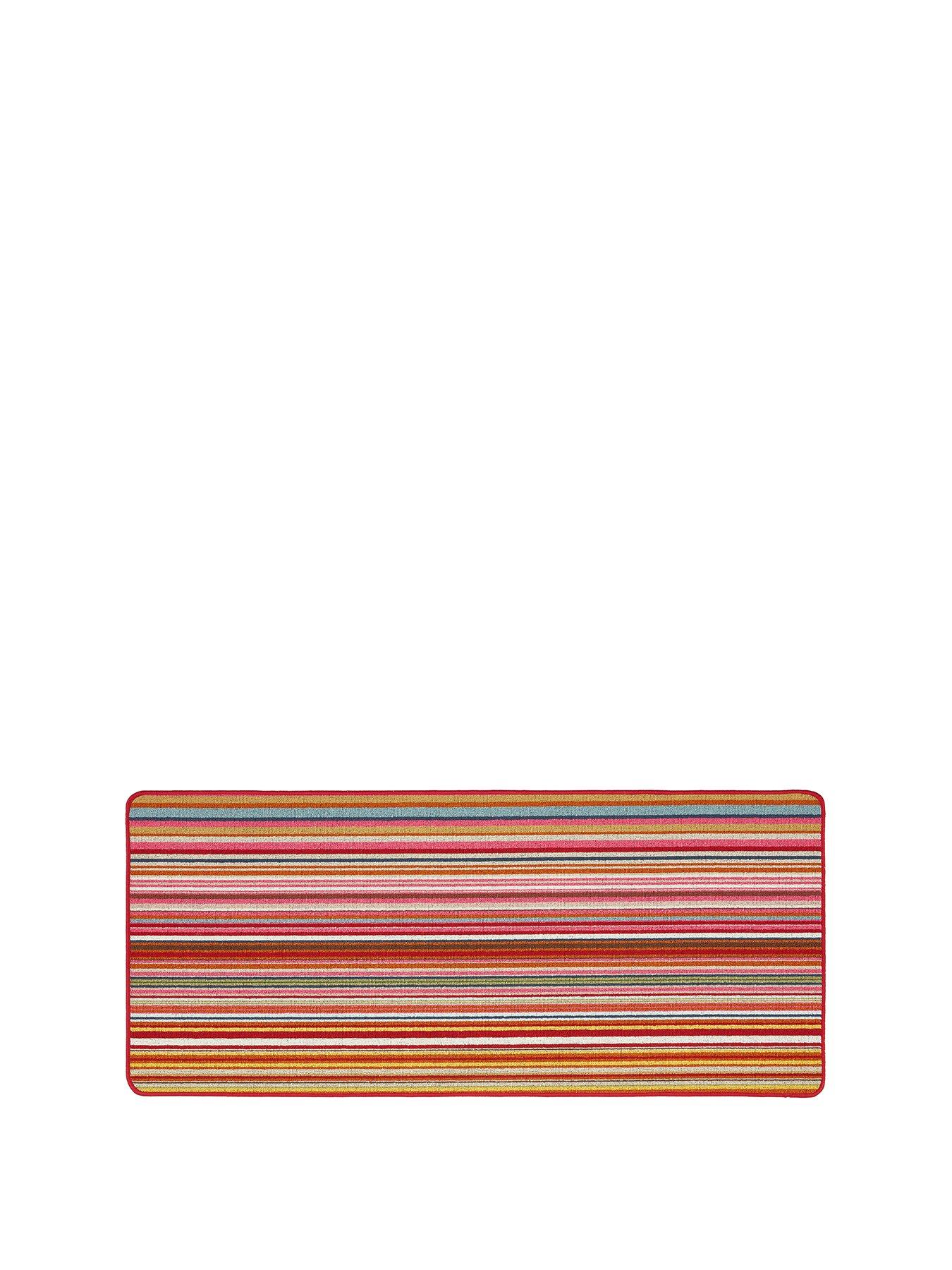  image of very-home-multi-bright-stripe-stain-resistant-anti-slip-runner-67x200cm