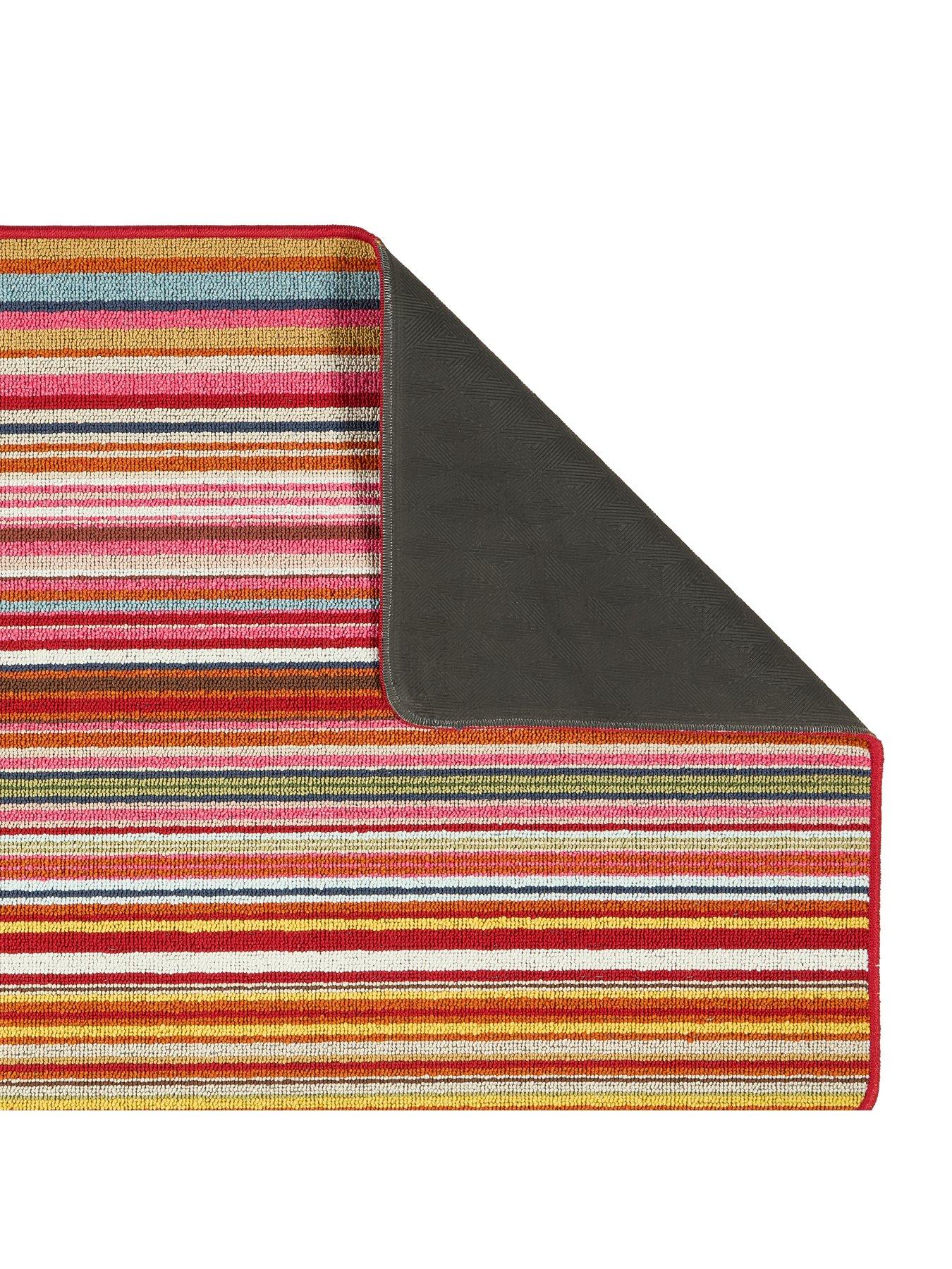  image of very-home-multi-bright-stripe-stain-resistant-anti-slip-runner-67x200cm