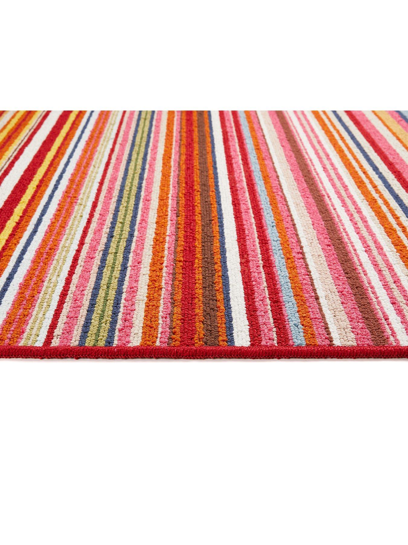  image of very-home-multi-bright-stripe-stain-resistant-anti-slip-runner-67x200cm