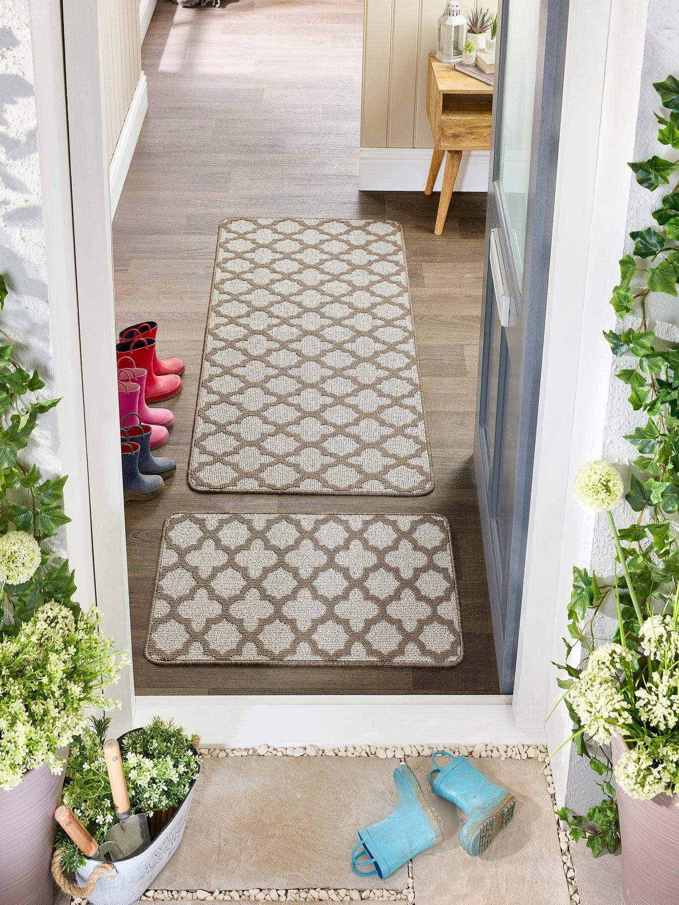  image of very-home-moroccan-tile-stain-resistant-anti-slip-doormat-brown