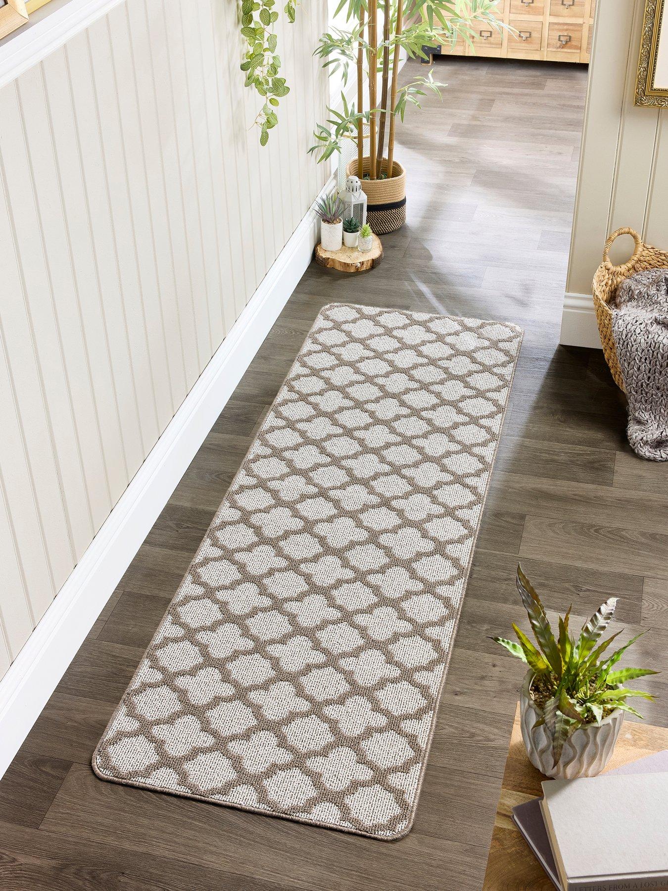  image of very-home-moroccan-tile-stain-resistant-anti-slip-runner-brown