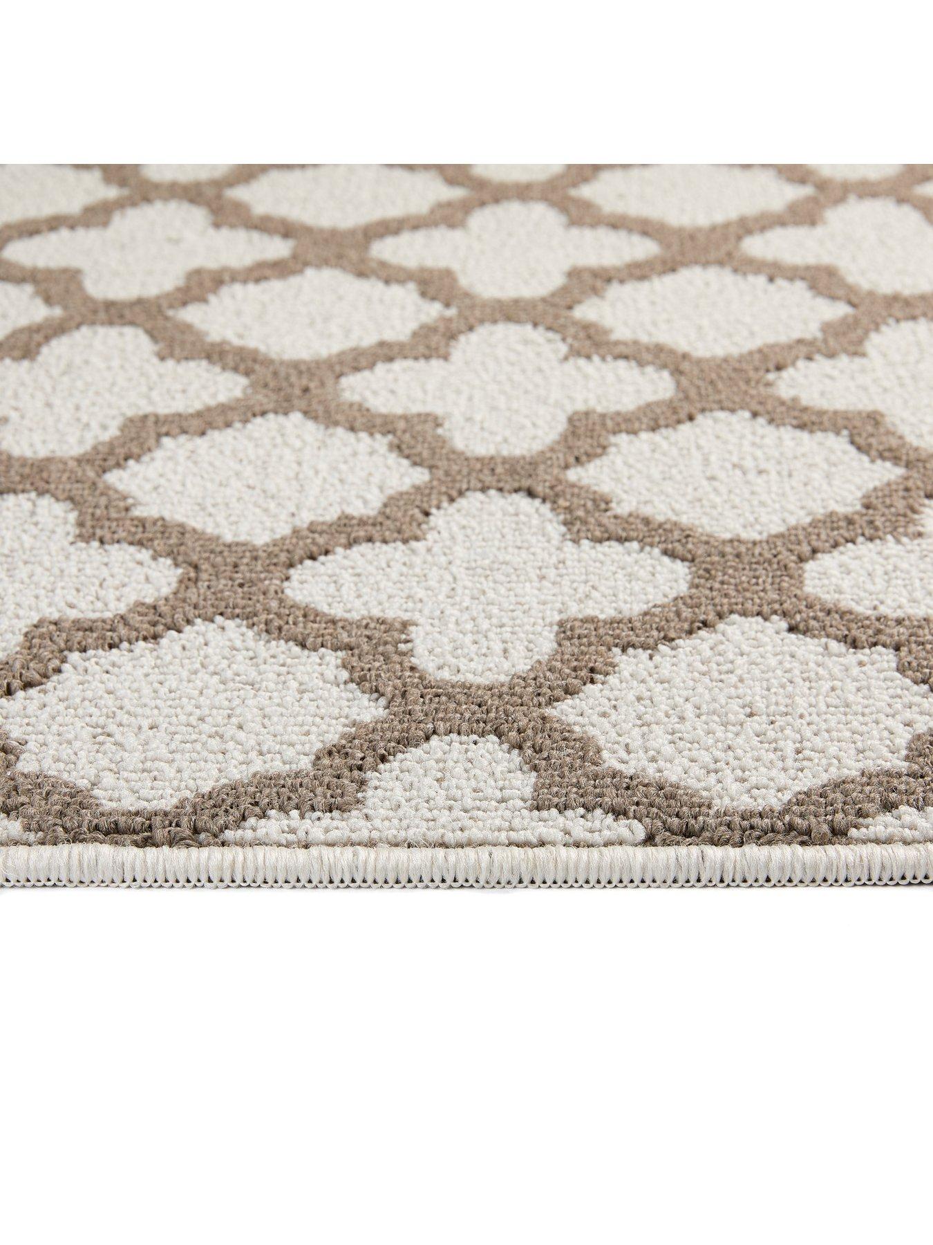  image of very-home-moroccan-tile-stain-resistant-anti-slip-runner-brown