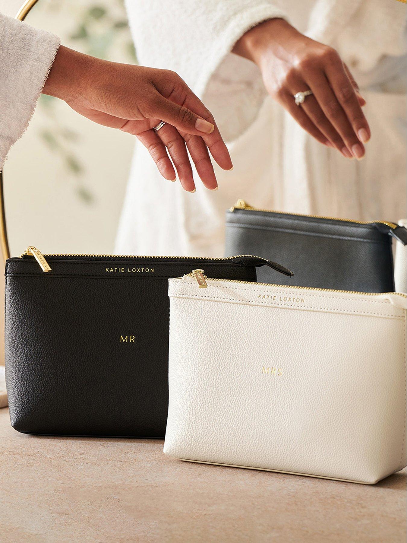 undefined Mr & Mrs Wash Bags In Black / Off White