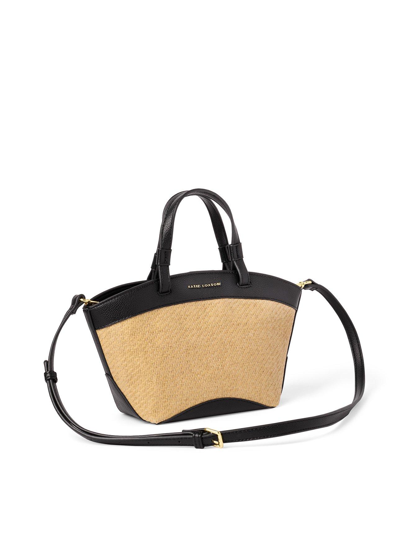 Image 2 of 5 of Katie Loxton Riviera Raffia Mini Tote Bag - Raffia/black