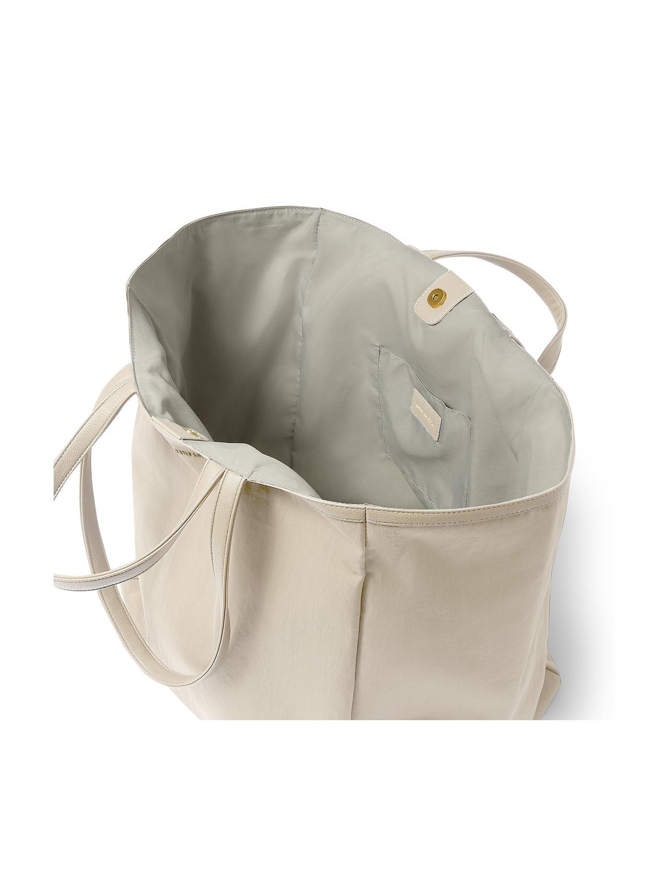  image of katie-loxton-nylon-lux-oversized-tote-bag-in-chalk