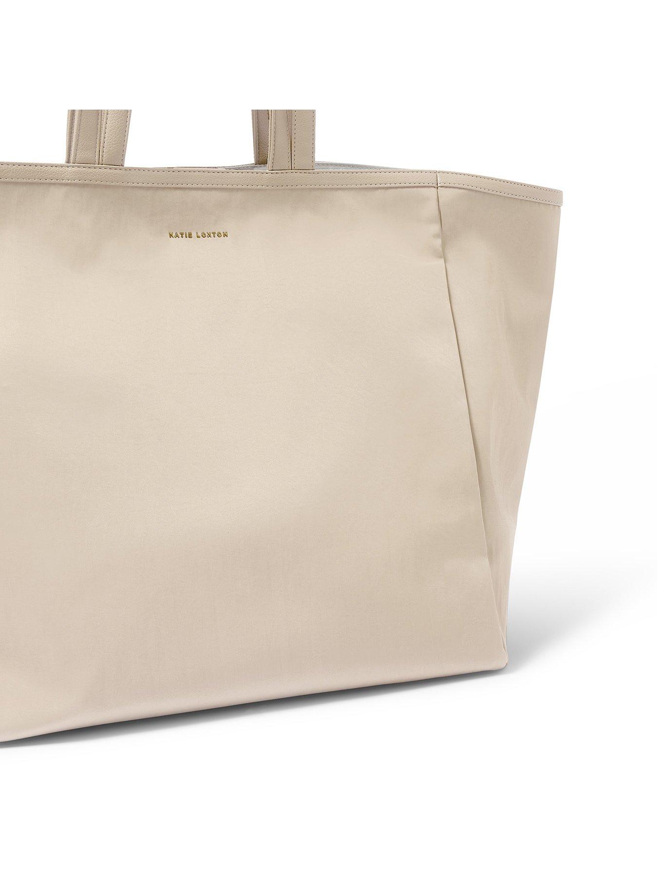  image of katie-loxton-nylon-lux-oversized-tote-bag-in-chalk