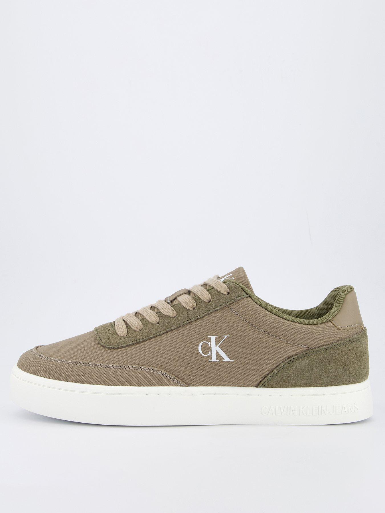 front image of calvin-klein-classic-cupsole-canvas-trainers-brown