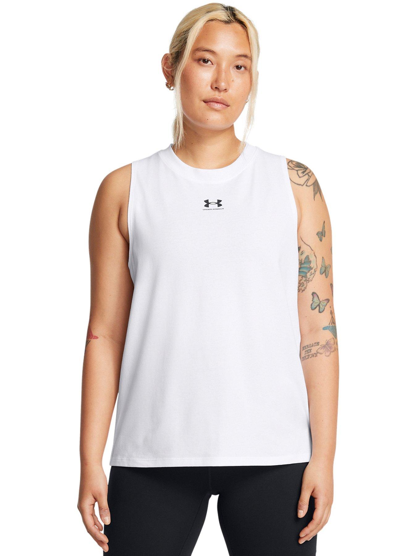 UNDER ARMOUR Womens Training Rival Muscle Tank - White