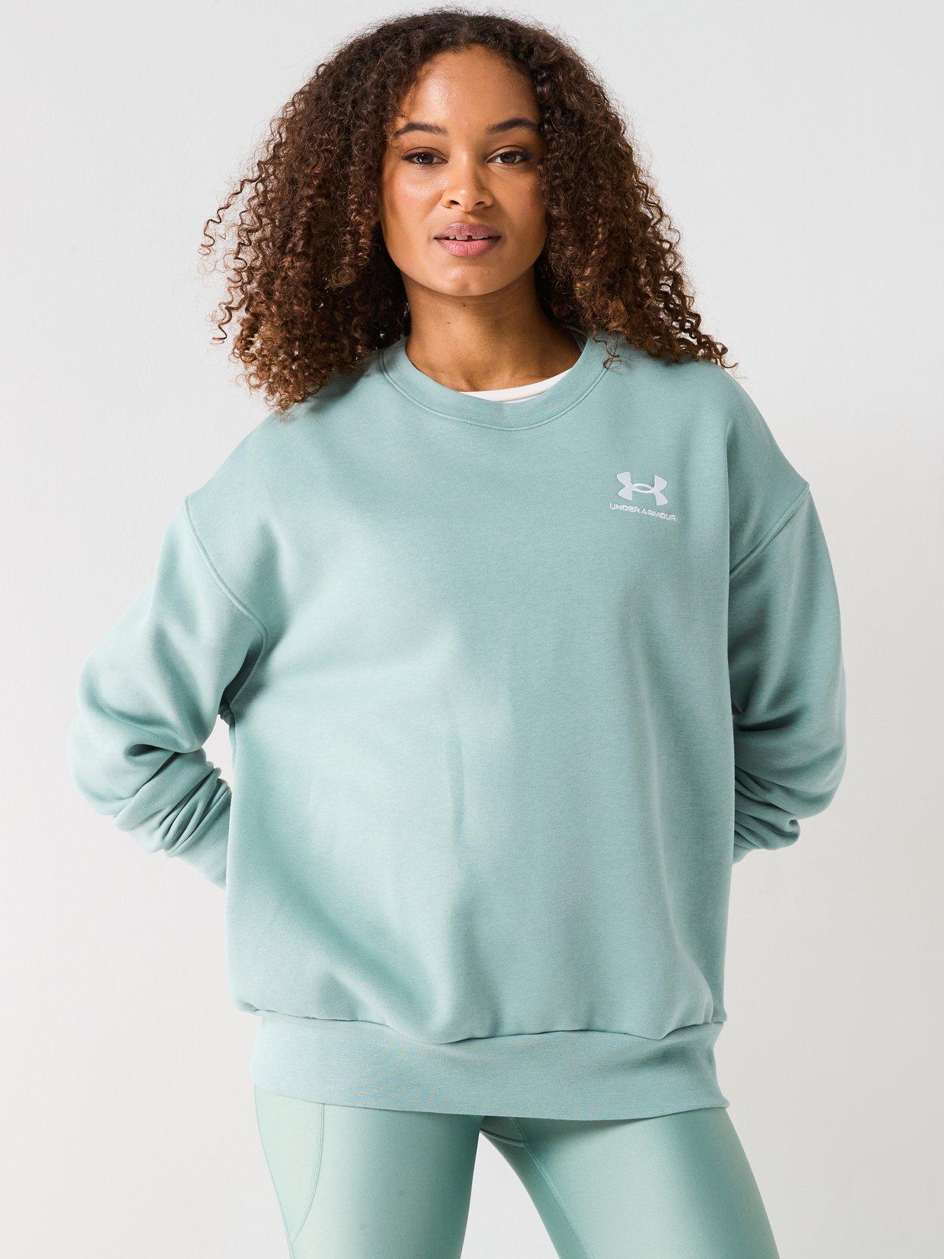  image of under-armour-womens-training-icon-fleece-oversized-sweatshirt-green