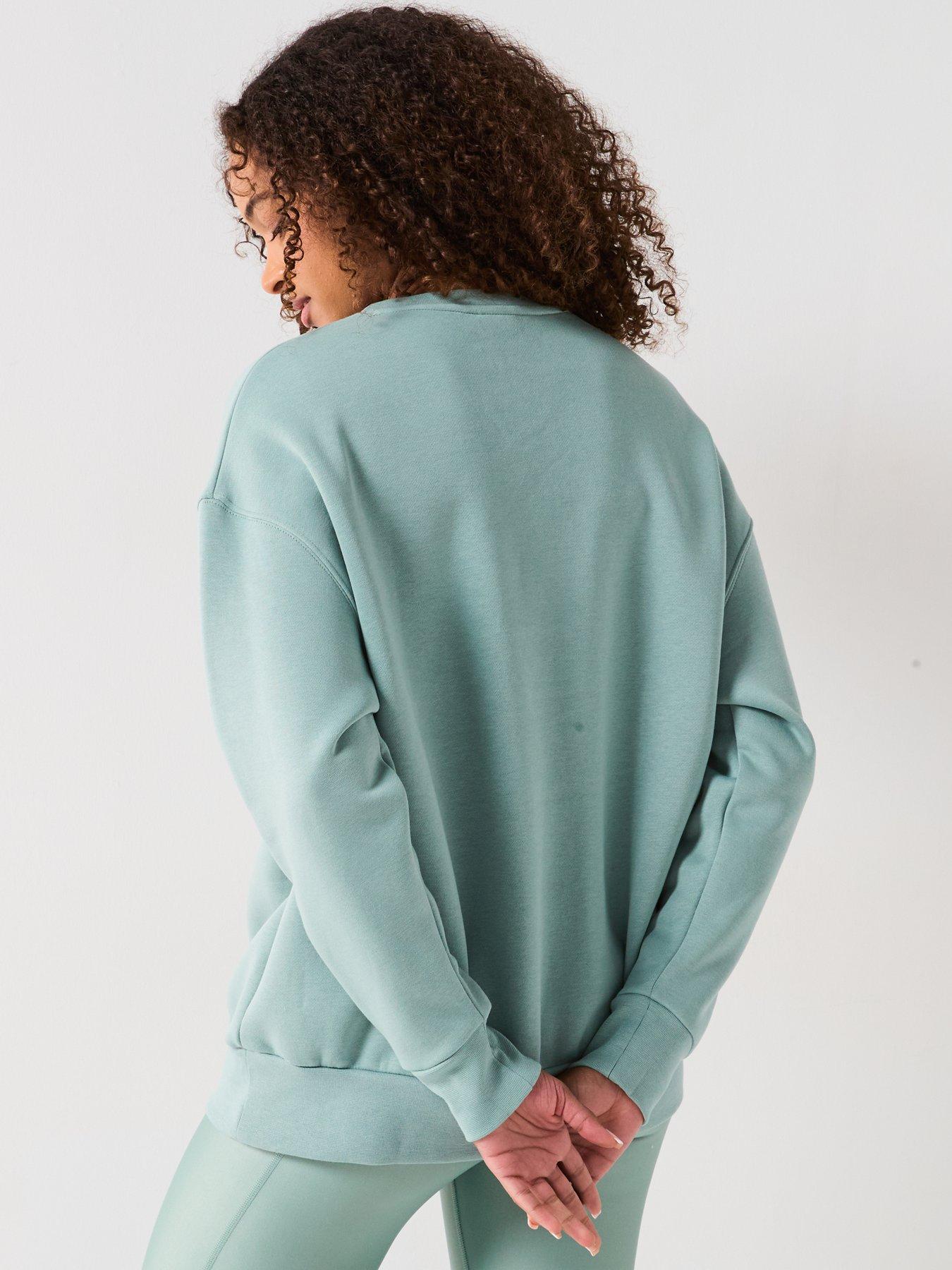  image of under-armour-womens-training-icon-fleece-oversized-sweatshirt-green