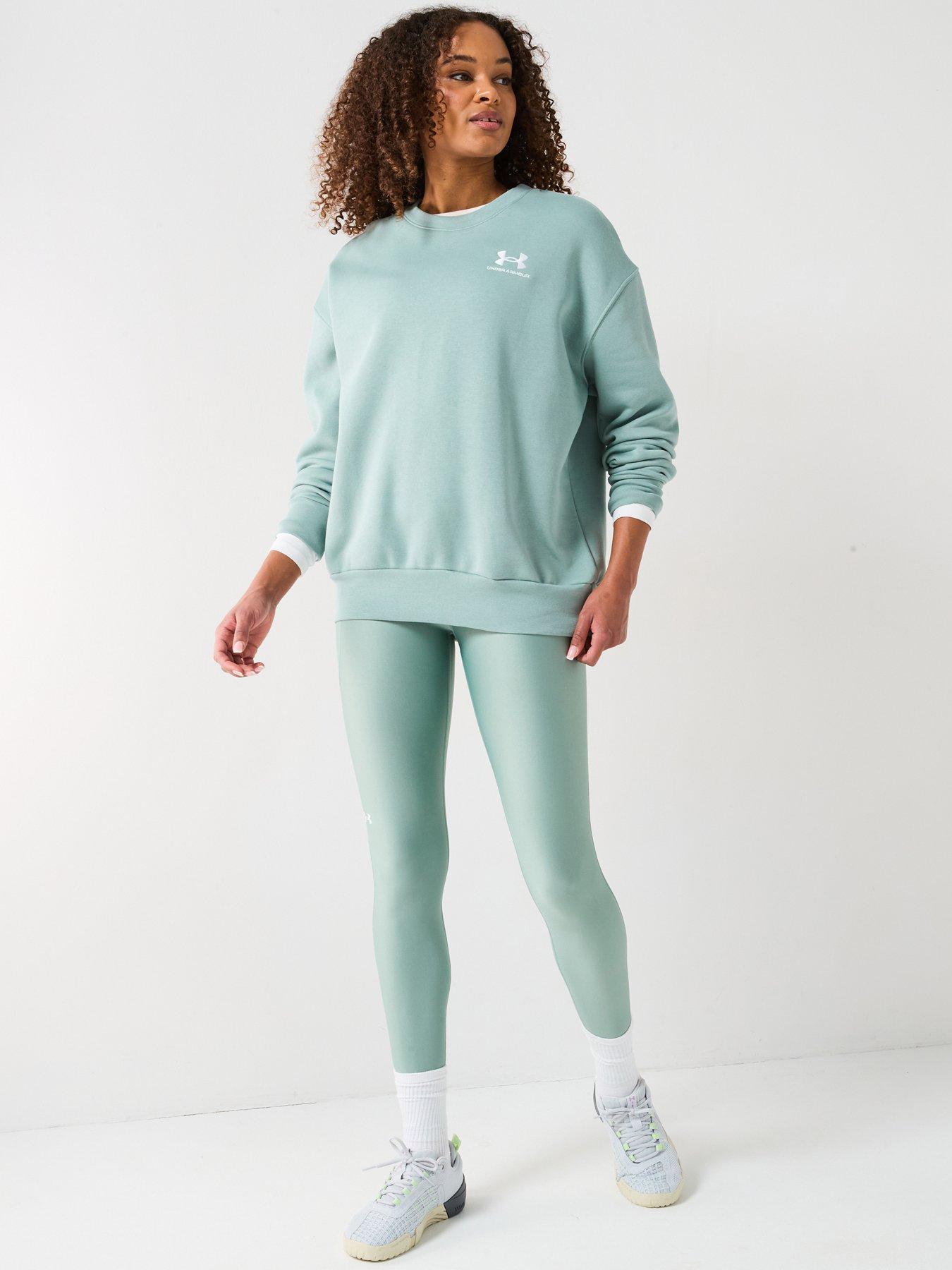  image of under-armour-womens-training-icon-fleece-oversized-sweatshirt-green