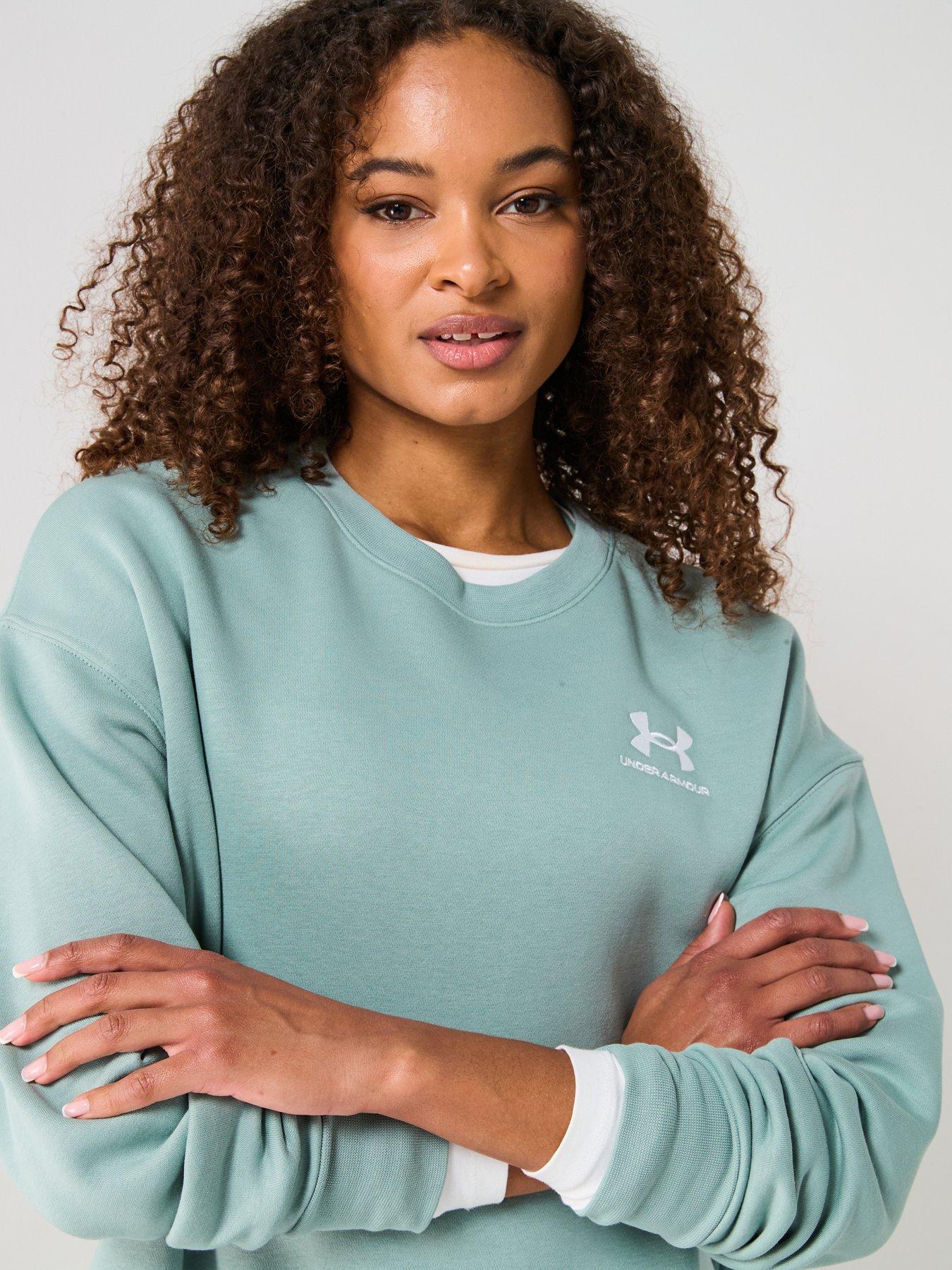  image of under-armour-womens-training-icon-fleece-oversized-sweatshirt-green