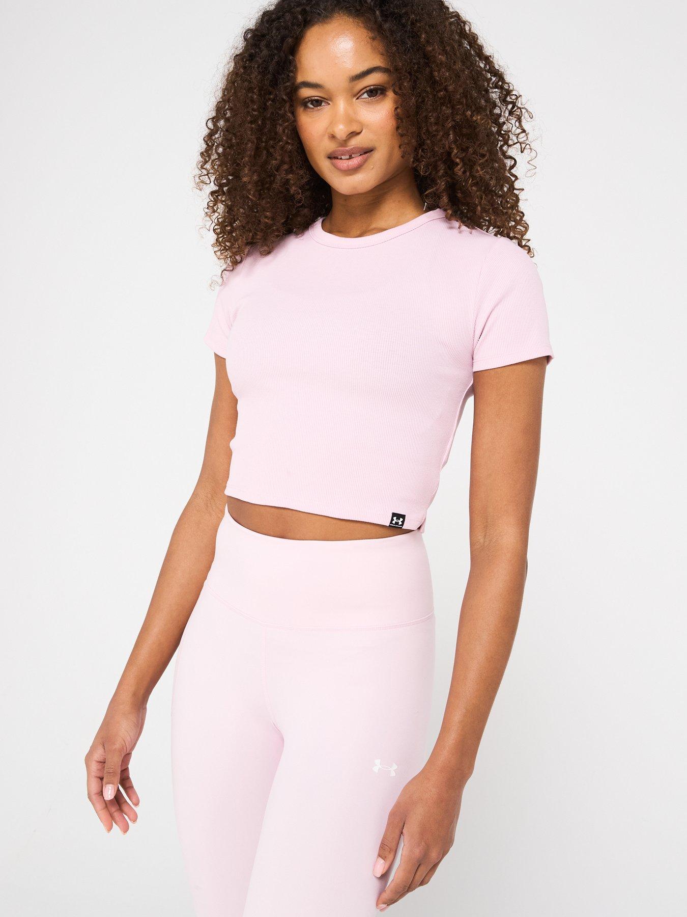 UNDER ARMOUR Womens Training Rival Rib Baby Tee - Pink | Littlewoods