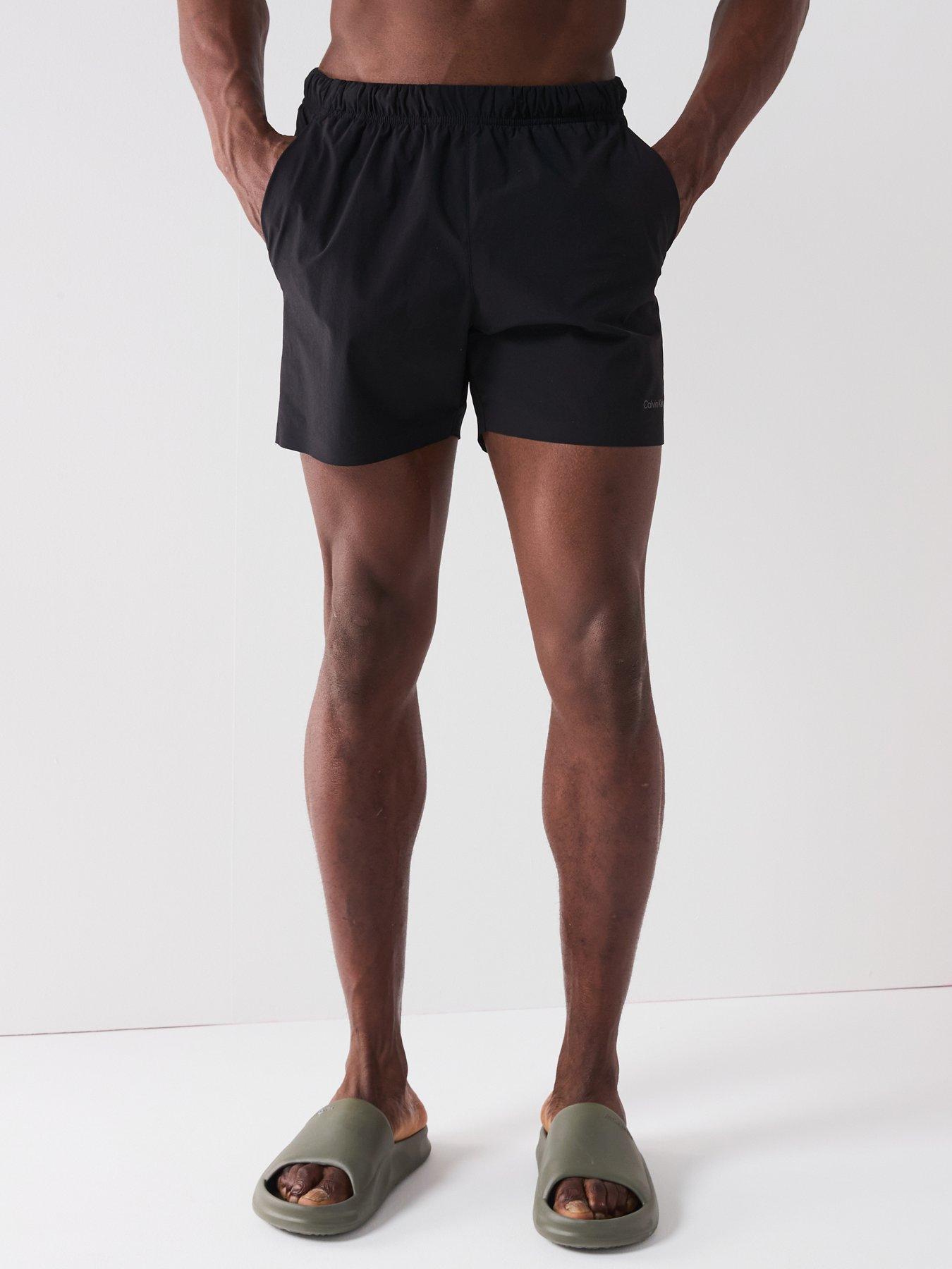 front image of calvin-klein-small-logo-swimshorts-black