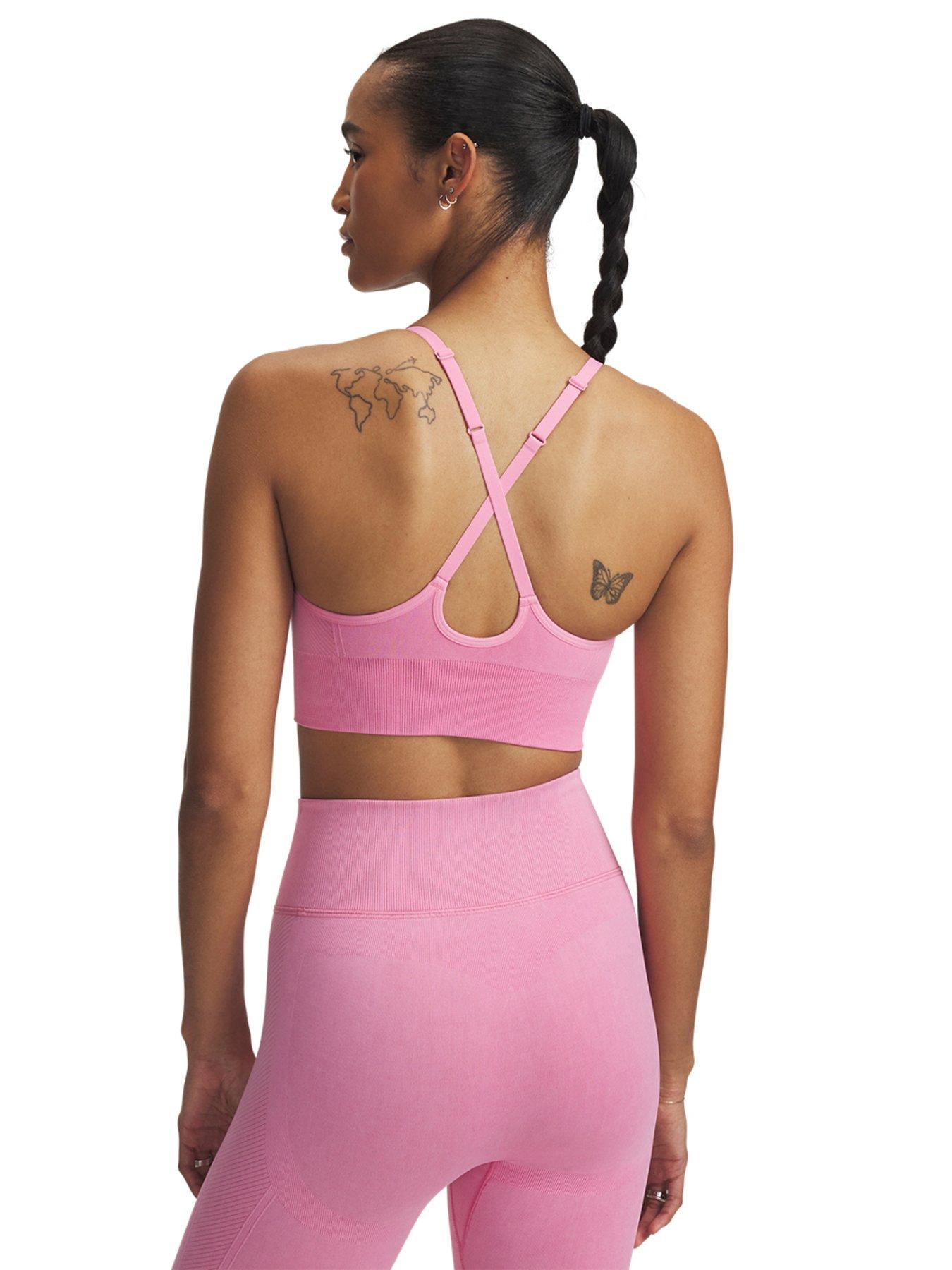  image of under-armour-womens-training-vanish-seamless-washed-low-support-sports-bra-pink