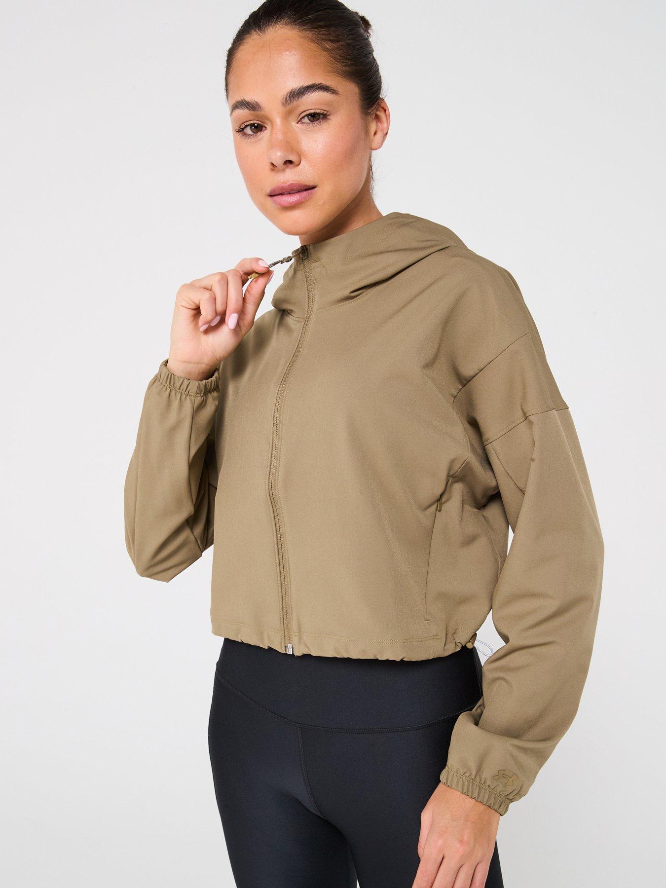  image of under-armour-womens-training-unstoppable-woven-hooded-jacket-green
