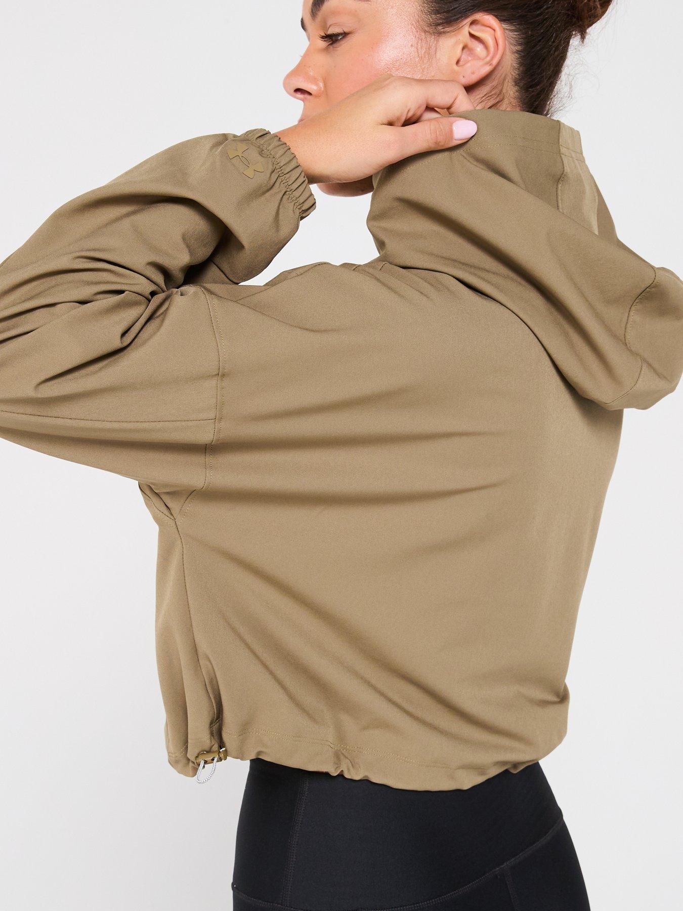  image of under-armour-womens-training-unstoppable-woven-hooded-jacket-green