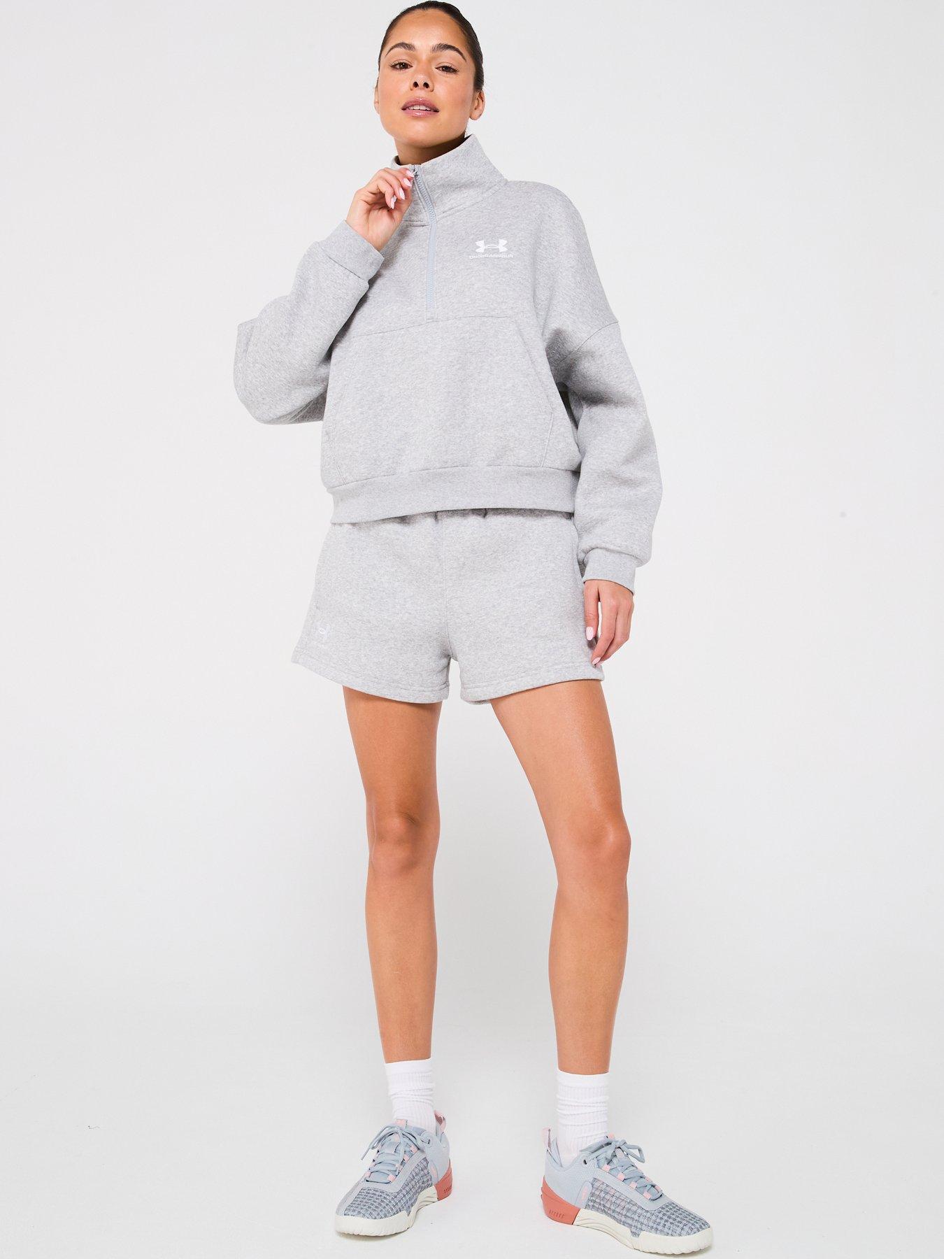  image of under-armour-womens-training-icon-fleece-boxer-shorts-grey