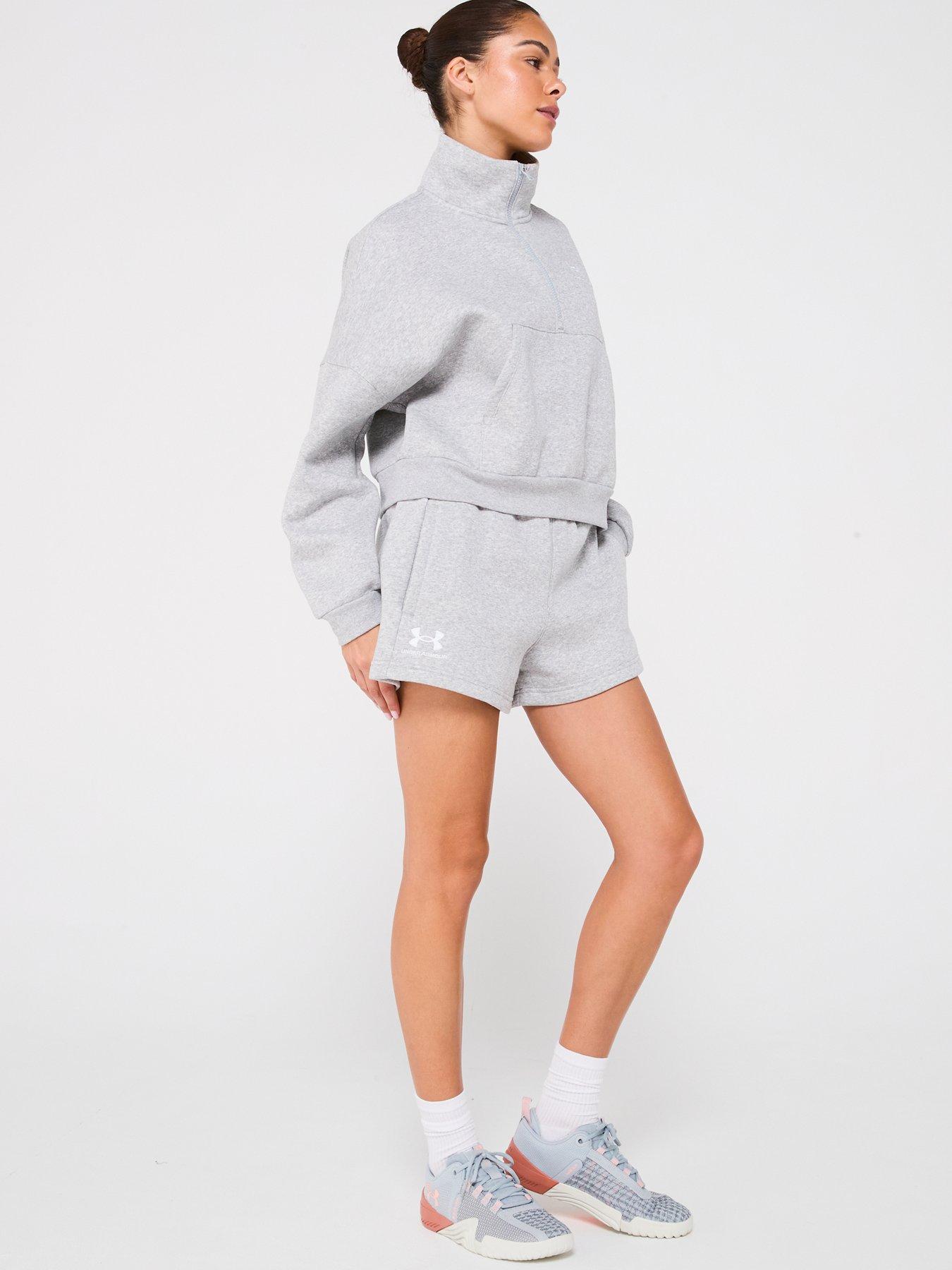  image of under-armour-womens-training-icon-fleece-boxer-shorts-grey
