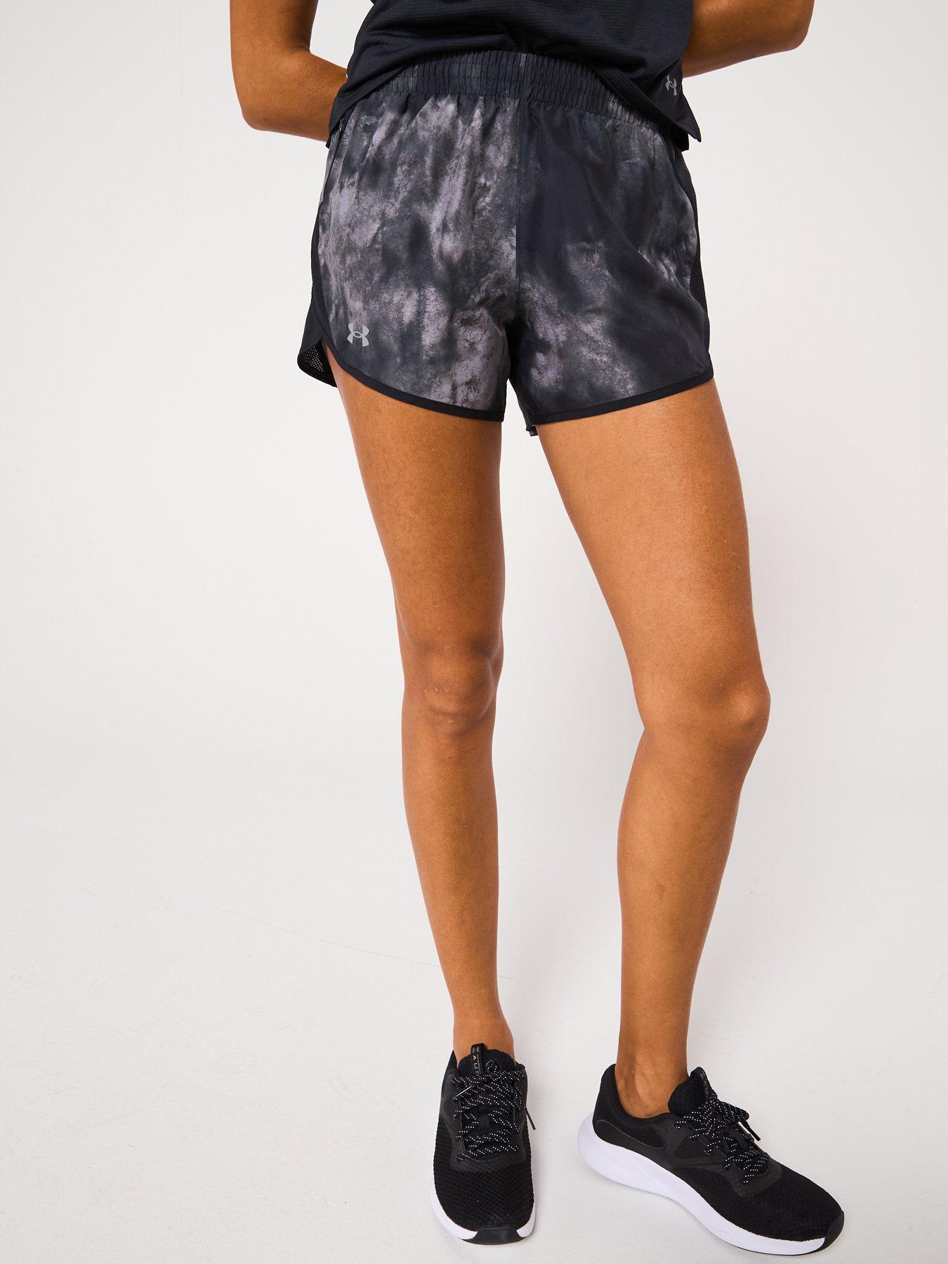  image of under-armour-womens-running-fly-by-3-inch-printed-shorts-black