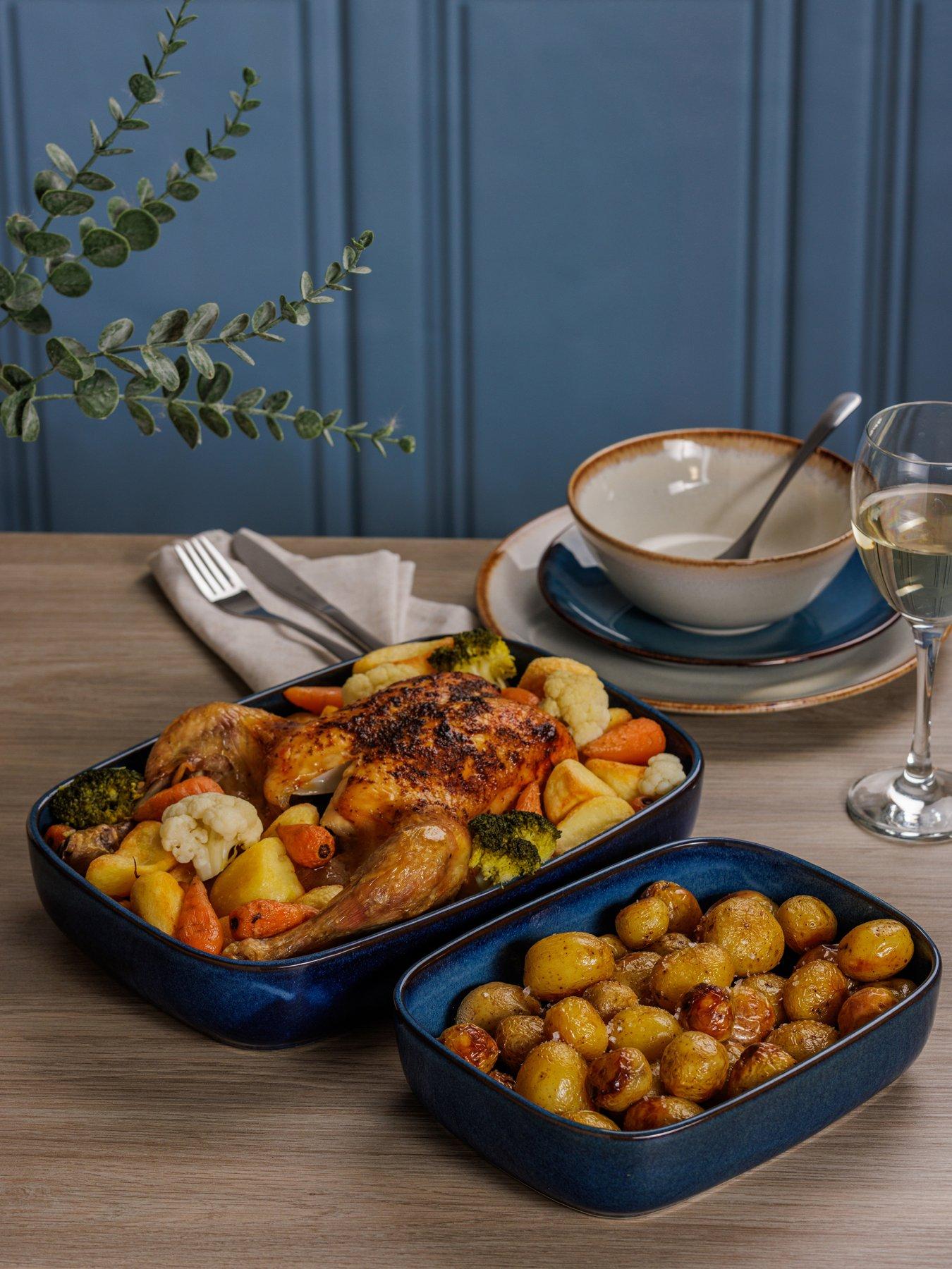 Mason Cash Reactive Set of 2 Rectangle Dishes in Blue