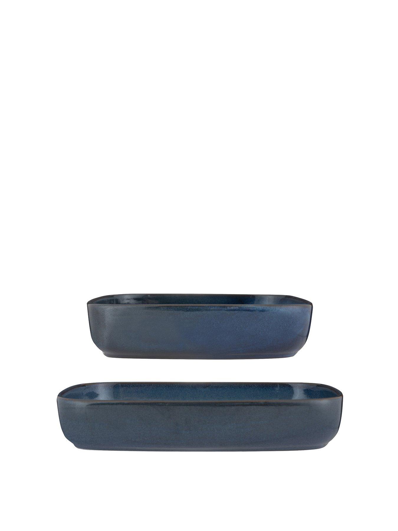 Image 2 of 4 of Mason Cash Reactive Set of 2 Rectangle Dishes in Blue