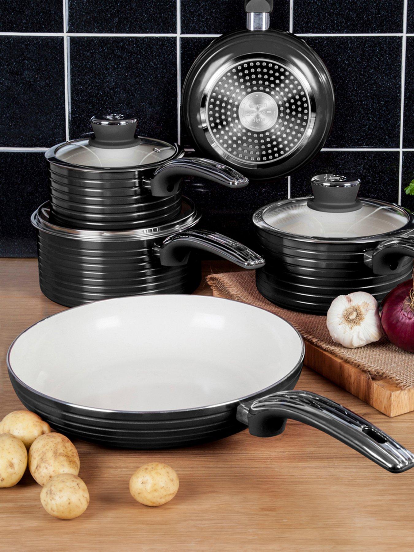 Swan Retro 5-Piece Pan Set - Black