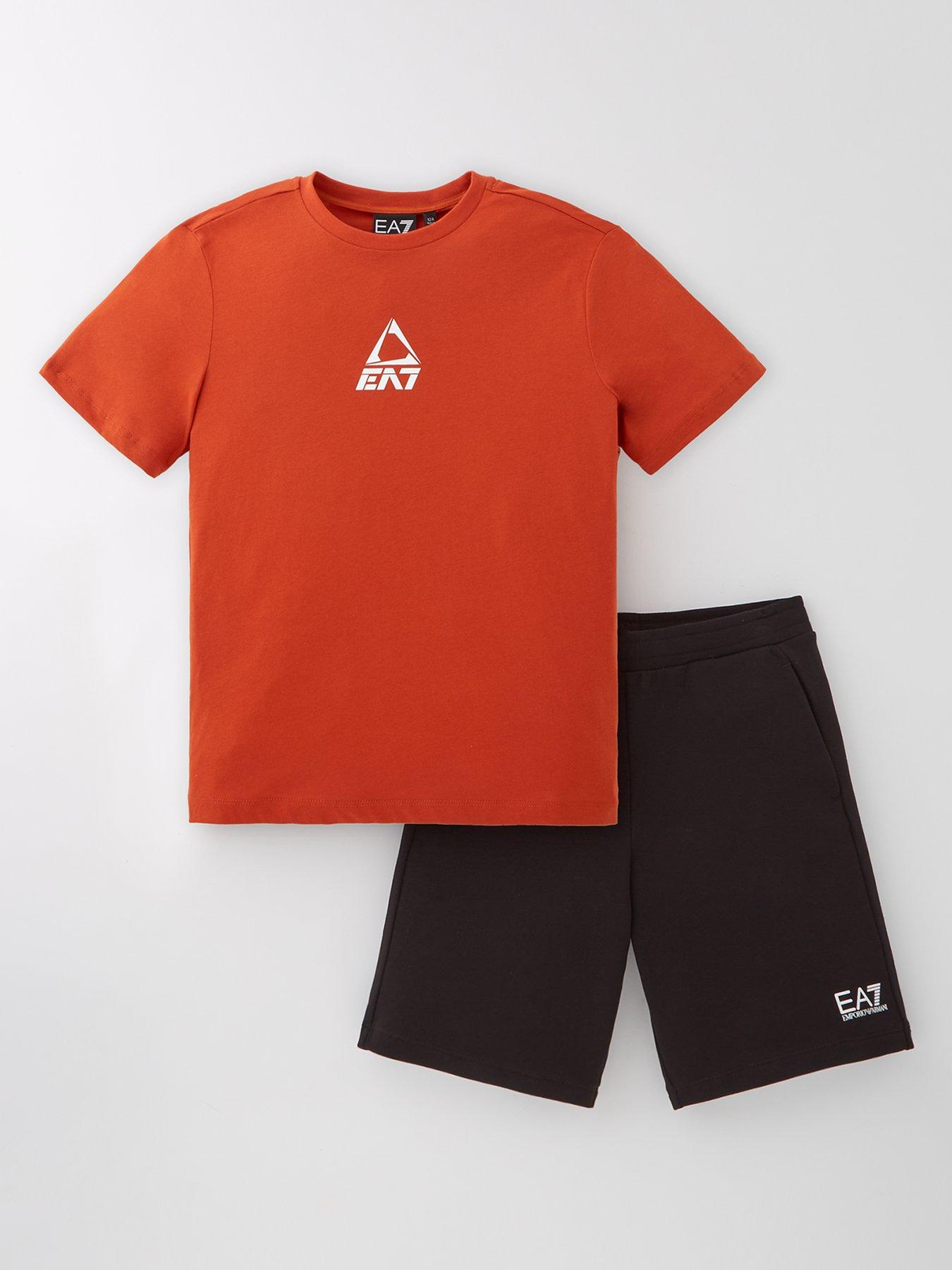  image of ea7-emporio-armani-boys-multi-logo-t-shirt-and-shorts-set-multi