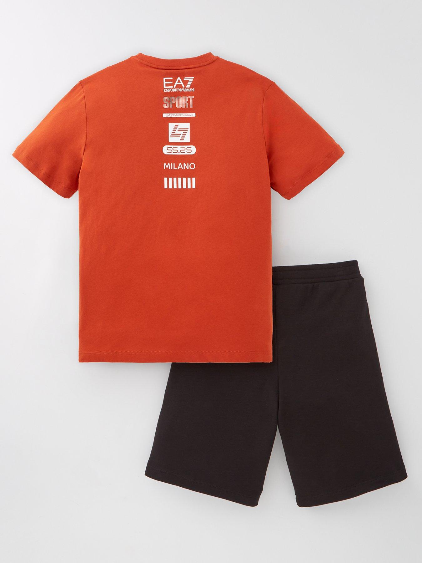  image of ea7-emporio-armani-boys-multi-logo-t-shirt-and-shorts-set-multi